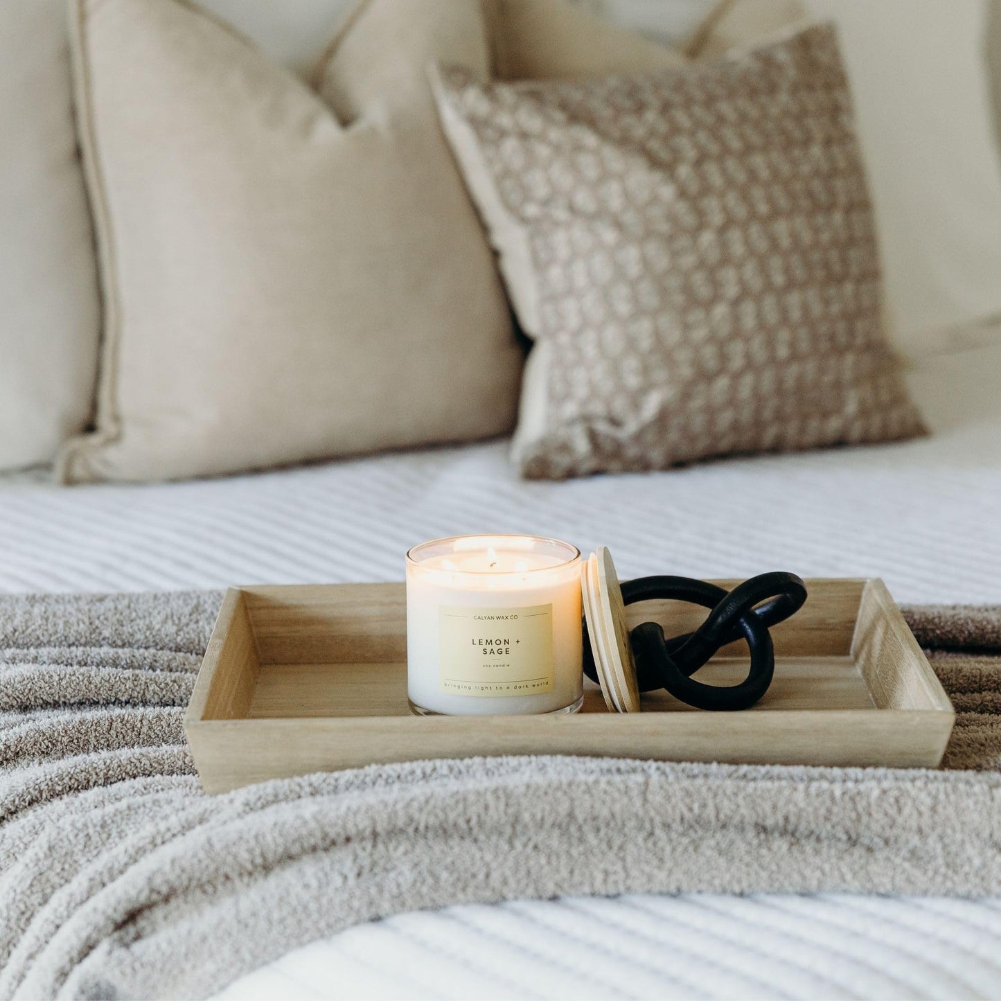 Calyan Wax Co. Lemon & Sage 3 Wick Scented Candle - 43 Hour Burn - Luxury 3 Wick Soy Candles - Soy Wax Candles - Long Lasting Large Glass Jar Candle for Home - 14.9oz