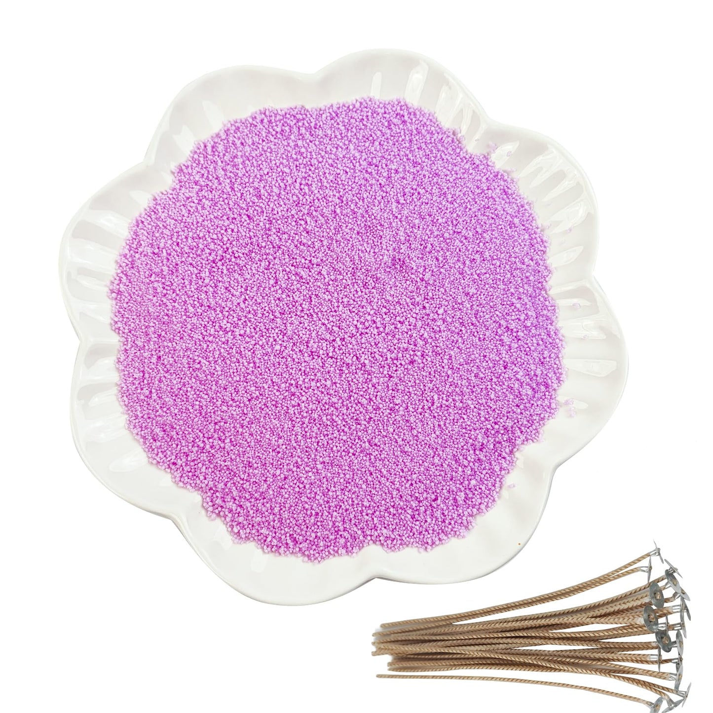 CoolCrafts Sand Wax Candle with Wicks 2 LB Pearled Sand Candle Bulk for Candle Making, Wedding Decor, Crafts - Pink