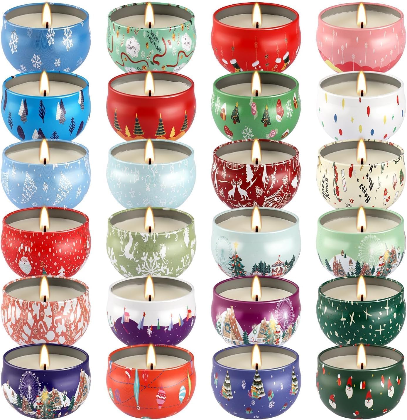 AYIQIW 24 Pack Christmas Scented Candles Gift Set for Woman, Jar Candle, 2.5 oz Soy Wax Tin Candle-Ideal Gift for Travel Home Décor,Aromatherapy