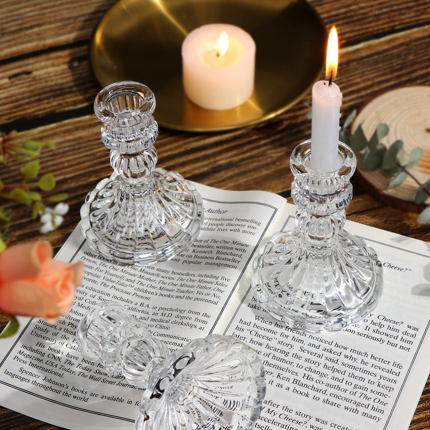 DARJEN Candlestick Holders Set, 4" H Taper Candle Holders Bulk, 12Pcs Glass Candle Holders for Wedding, Festival, Party & Windowsill Decor