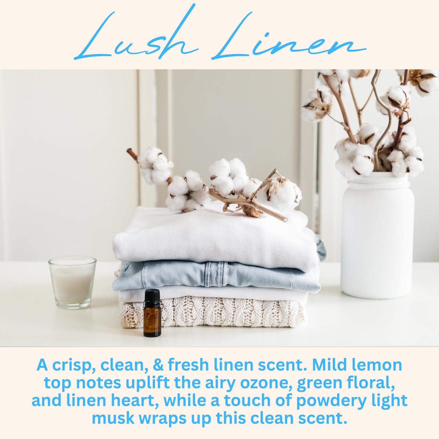 Lush Linen Scented Candle, Many Scents to Choose from, All Natural Non-Toxic Soy Wax, Handmade in the USA(Lush Linen)