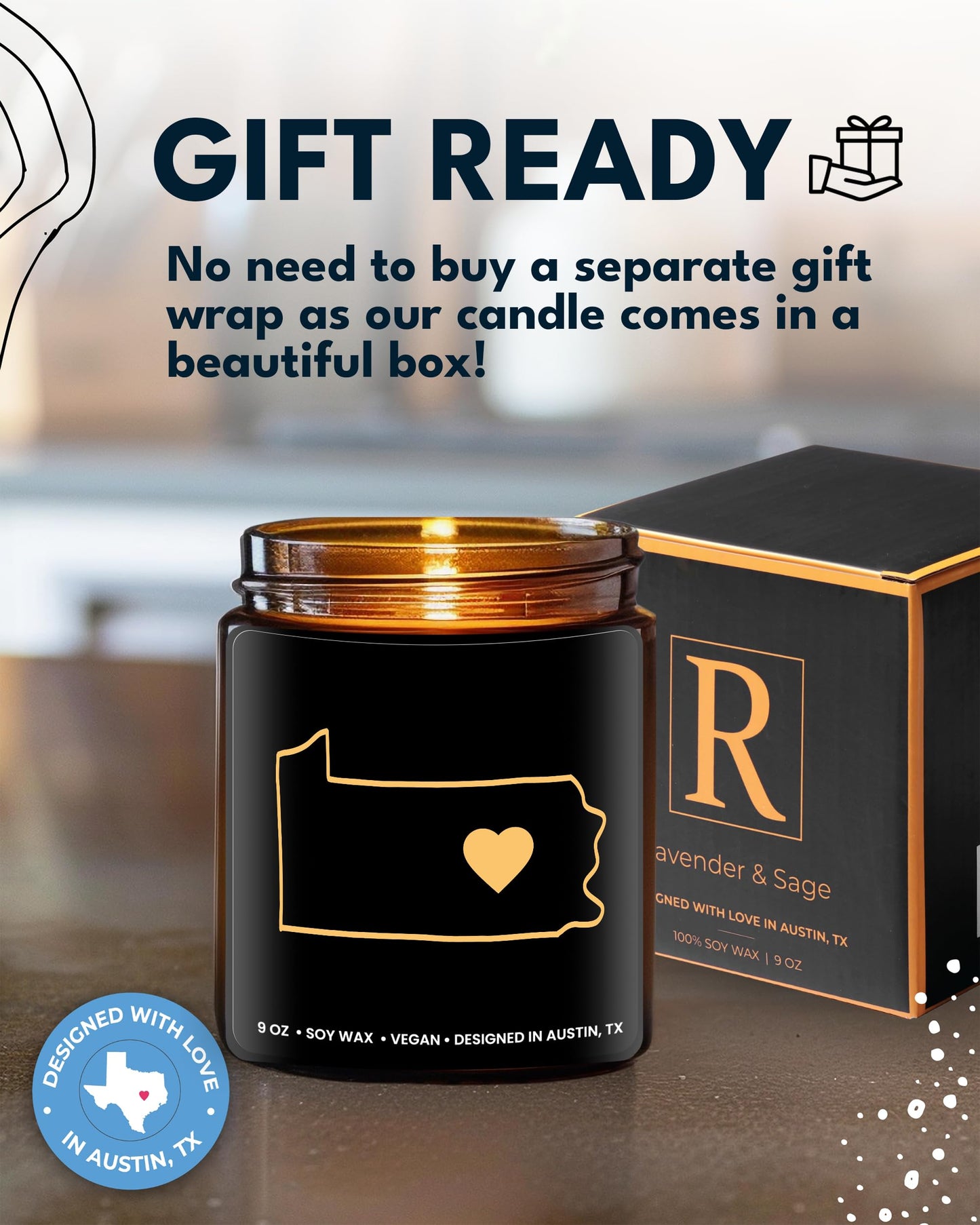 Pennsylvania Candle, Thoughtful PA Souvenir Gifts for Women & Men, Pennsylvania State Themed Gifts, Best Gift for Moving Away, Home Sick, Housewarming, Birthday, Christmas, Graduation, Gift Ready