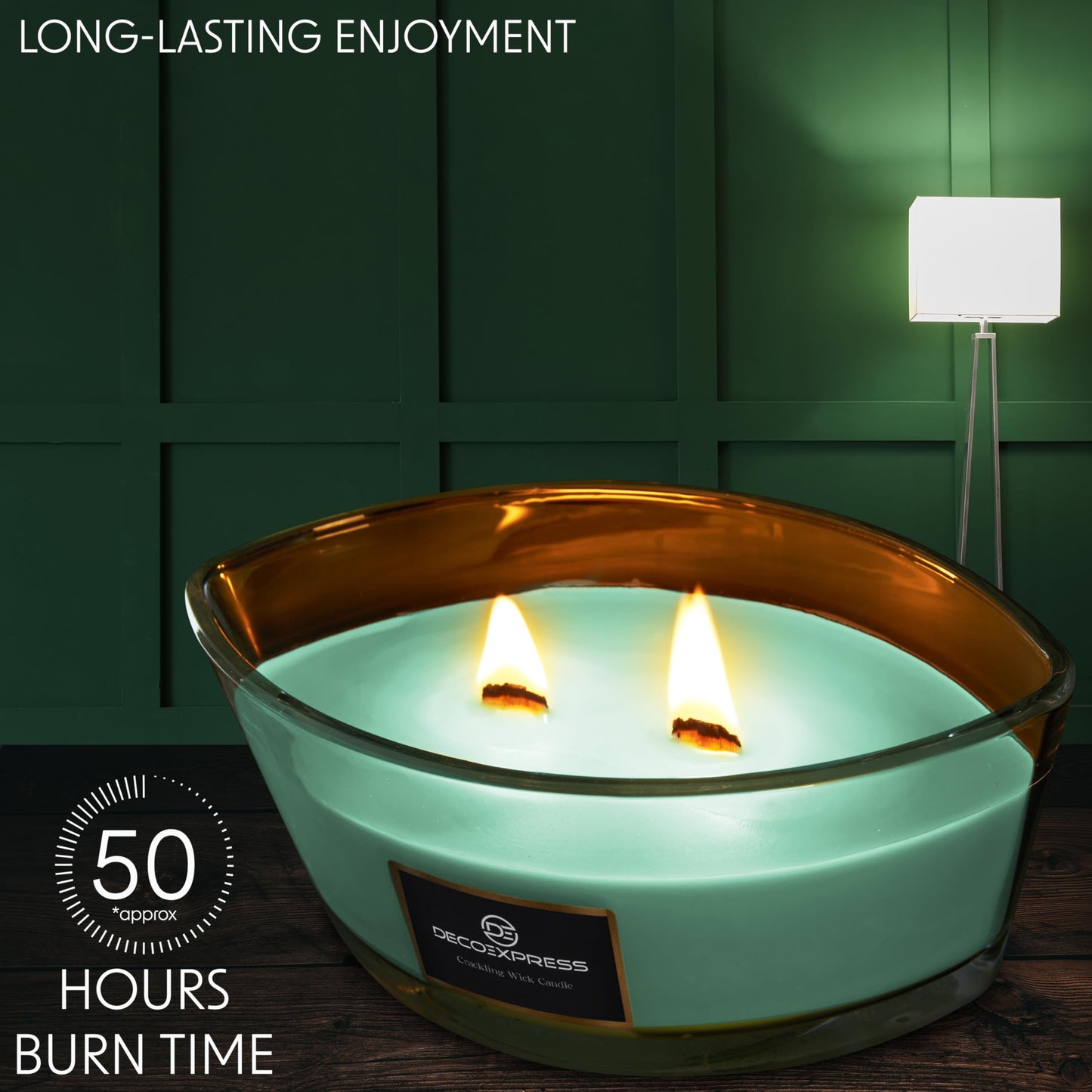 DECO EXPRESS Scented Candles, Crackle Double Wick Candles, Long 50 Hours Burn Time, Home Decor & Gift Ideas (Fresh Sheets)