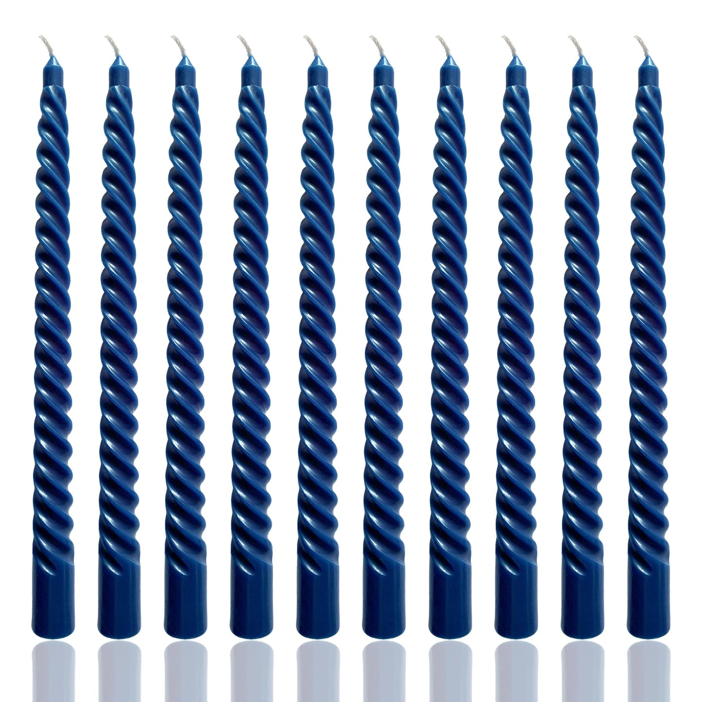 10 Inch Navy Blue Taper Candle Set, 10 Pack Unscented Dripless Candlesticks for Family Dinner Parties Home Decoration Picnic