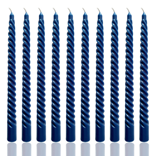 10 Inch Navy Blue Taper Candle Set, 10 Pack Unscented Dripless Candlesticks for Family Dinner Parties Home Decoration Picnic
