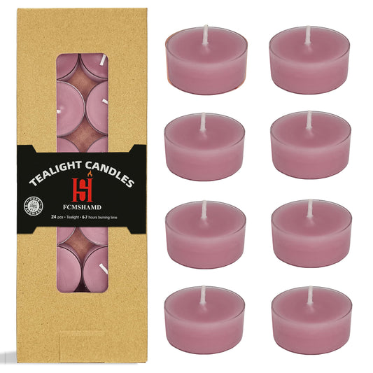 Purple Tea Lights Set of 24, Grape Scented Tealight Candles, Handmade Tea Candles, Long Burning Tealights for Romantic Wedding Home Decor Gift