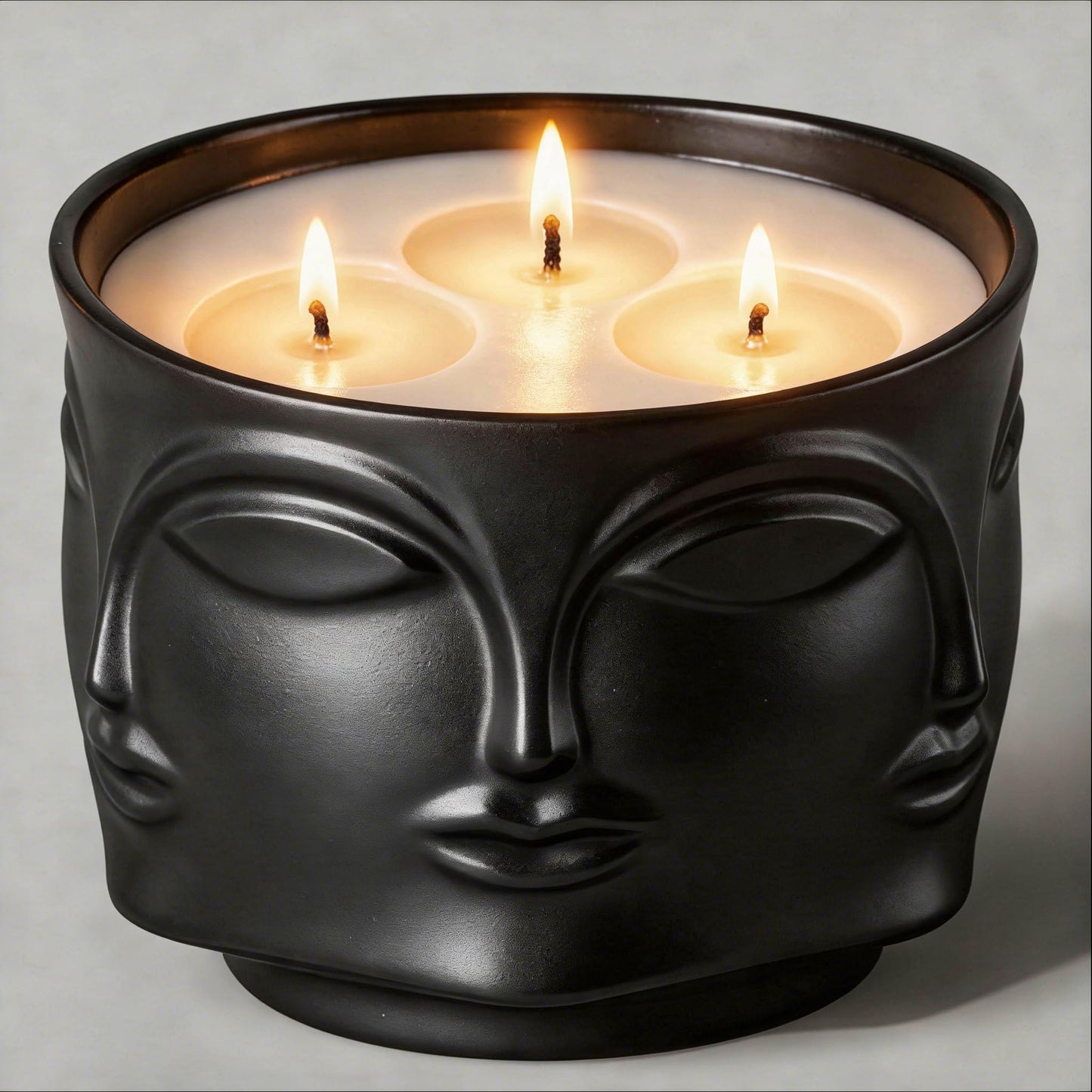 Viyffo 20oz Large Scented Candle - Forest Green Tea, 3 Wick Non Toxic Soy Candles for Women & Men, Unique Funny Matte Black Ceramic Jar, Luxury Home Fragrance, Room Art Décor & Premium Birthday Gift