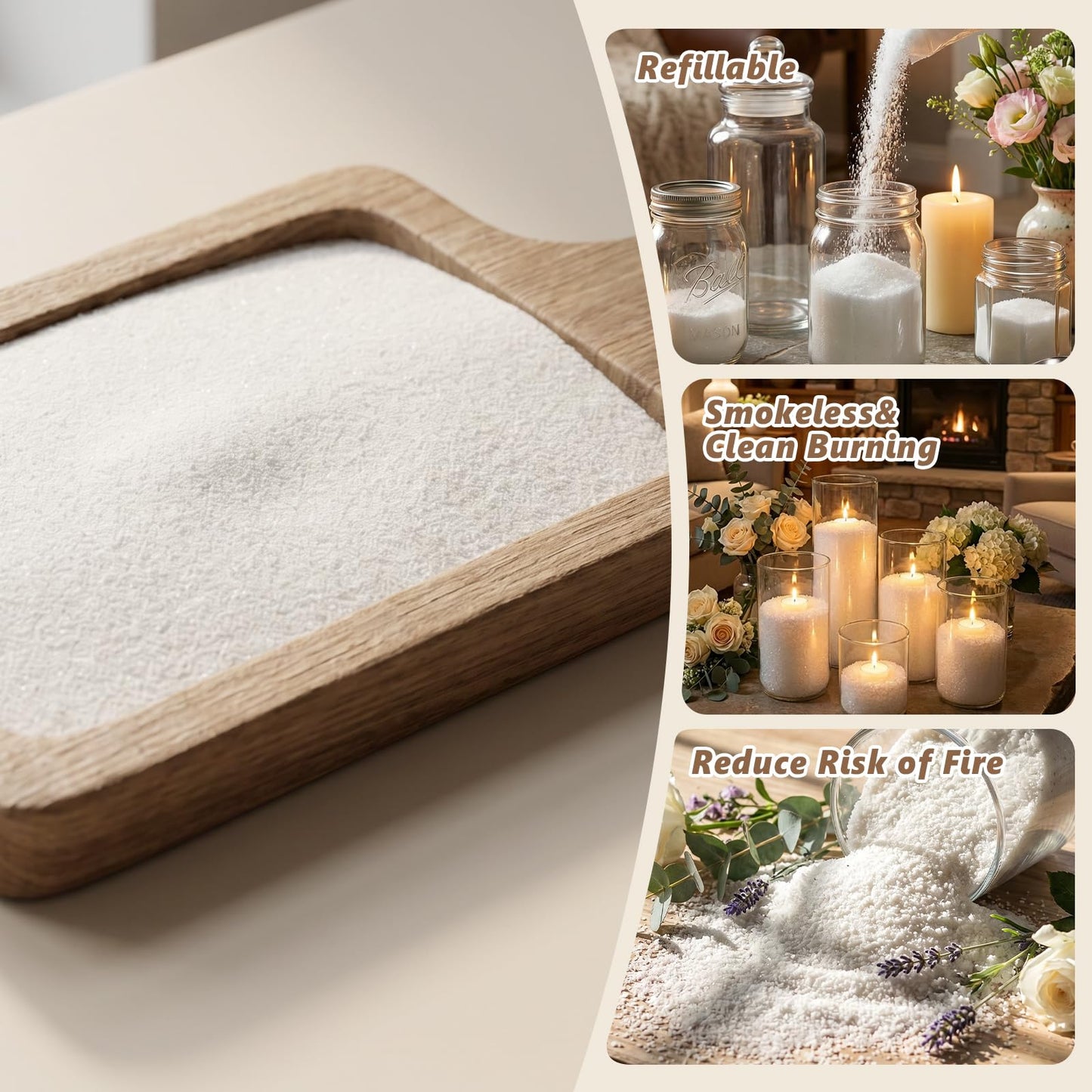 SAEUYVB Natural Pearled Candle Sand Set -10LBS White Sand Wax Beads with 50 Wicks,Refillable DIY Candle Making Kit with Fragrance Oils,Unique Craft Gift & Home Decor