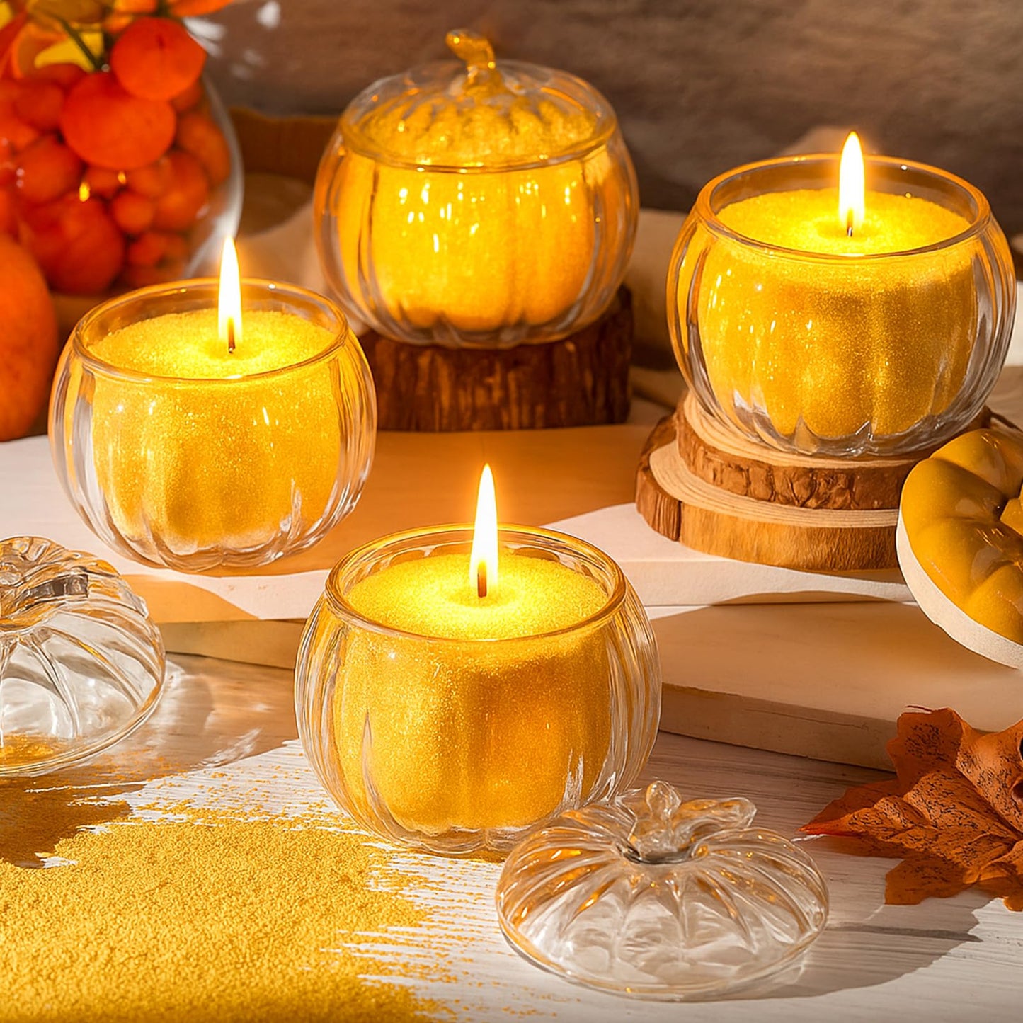 Conelist 2.2 lb Apple Pie Scented Pearled Candle Sand Wax Set Customized Powder Making Candles Refill Kit Palm Wax All Natural Non Toxic with 20 Wicks for Christmas Gifts DIY(Caramel Color)