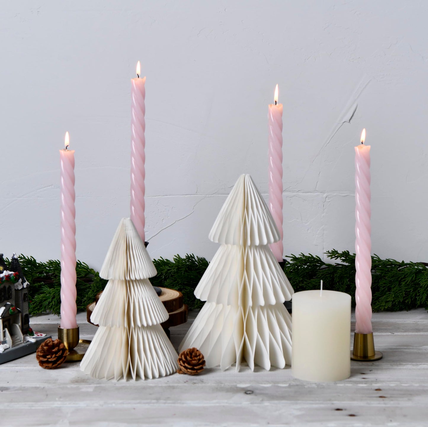Pink Spiral Taper Candles 10 Inch, 8 Pack Unscented Long Burning Candlesticks for Wedding, Quinceanera, Baby Shower & Party Decor (Blush Pink)