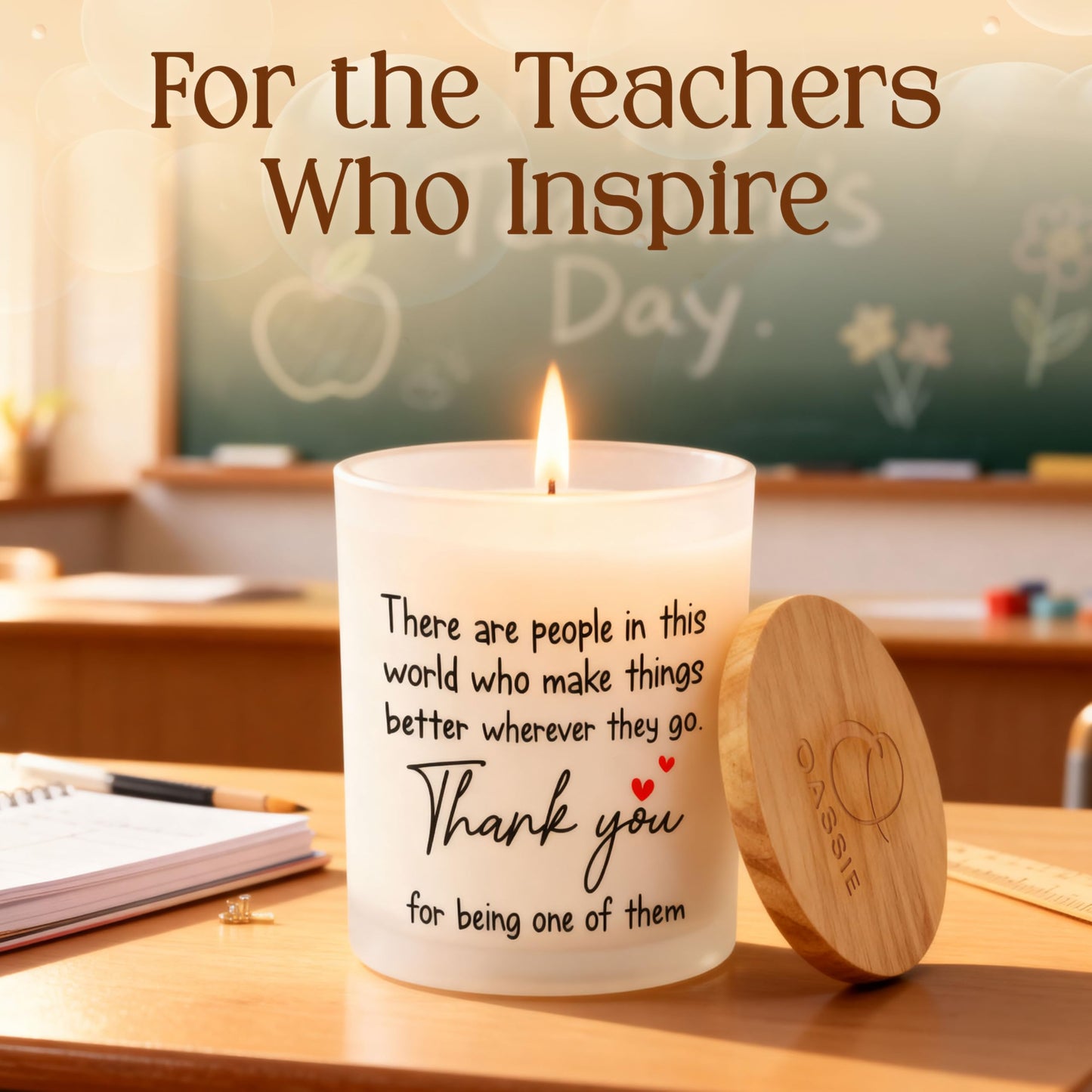 OASSIE Thank You Gifts for Women - Vanilla Lavender Candle 10 oz - Inspirational Teachers Day Birthday Retirement Nurse Week Teacher Appreciation Gifts for Women Friend Coworkers Boss Employees