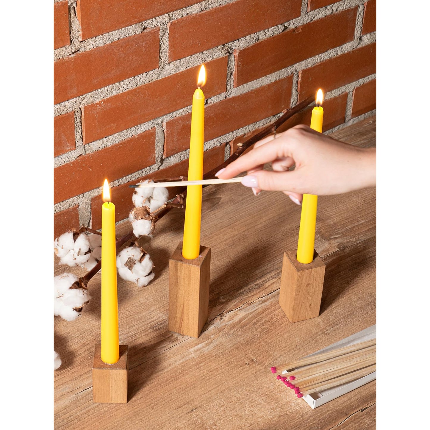 CANDWAX 10 inch Yellow Taper Candles Set of 12 - Unscented Smokeless Dripless Yellow Candles - Perfect for Home Décor, Special Occasions and Ordinary Dinners - Easter Candlesticks