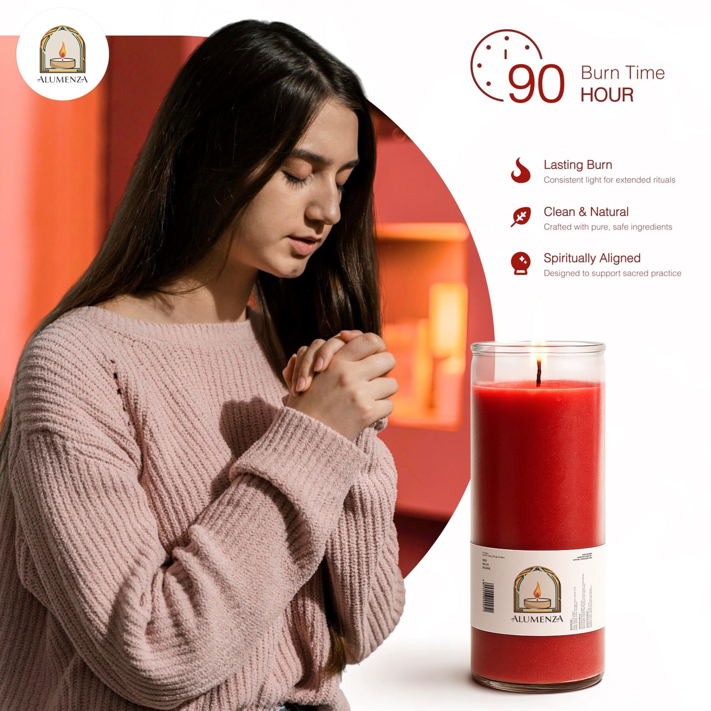 Alumenza Bulk 3 Pack White 7 Day Candles in Glass Jar – Paraffin Wax, Clean Burning Unscented | Large & Tall Devotional Prayer Pillar Candles for Home, Memorial, Spells, Long Lasting