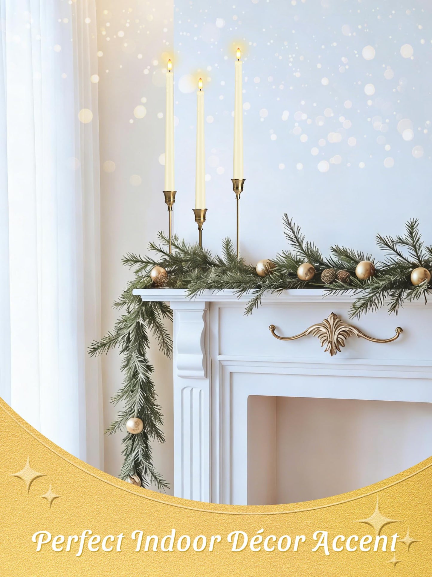 Warmhere 12 Pcs Flameless Taper Candles with Remote Timer, 11" Long Battery Operated Taper Candles, Flickering 3D Flame, Plastic Fake LED Candlesticks for Home Wedding Party Holiday Decor, Ivory