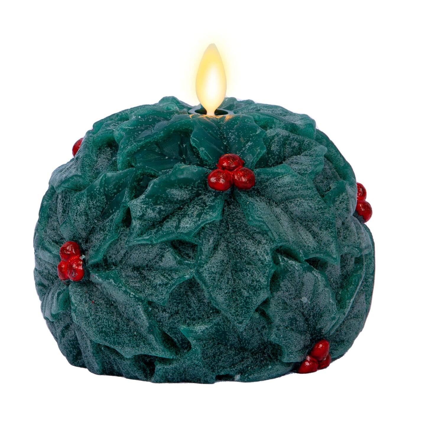 Luminara - Flameless Holiday Crystal Beads Glitter Sphere Candle - Chalky Green - Pack of 1-4x4.25 - Auto Timer Built-in 5-Hour Timer Indoor Use