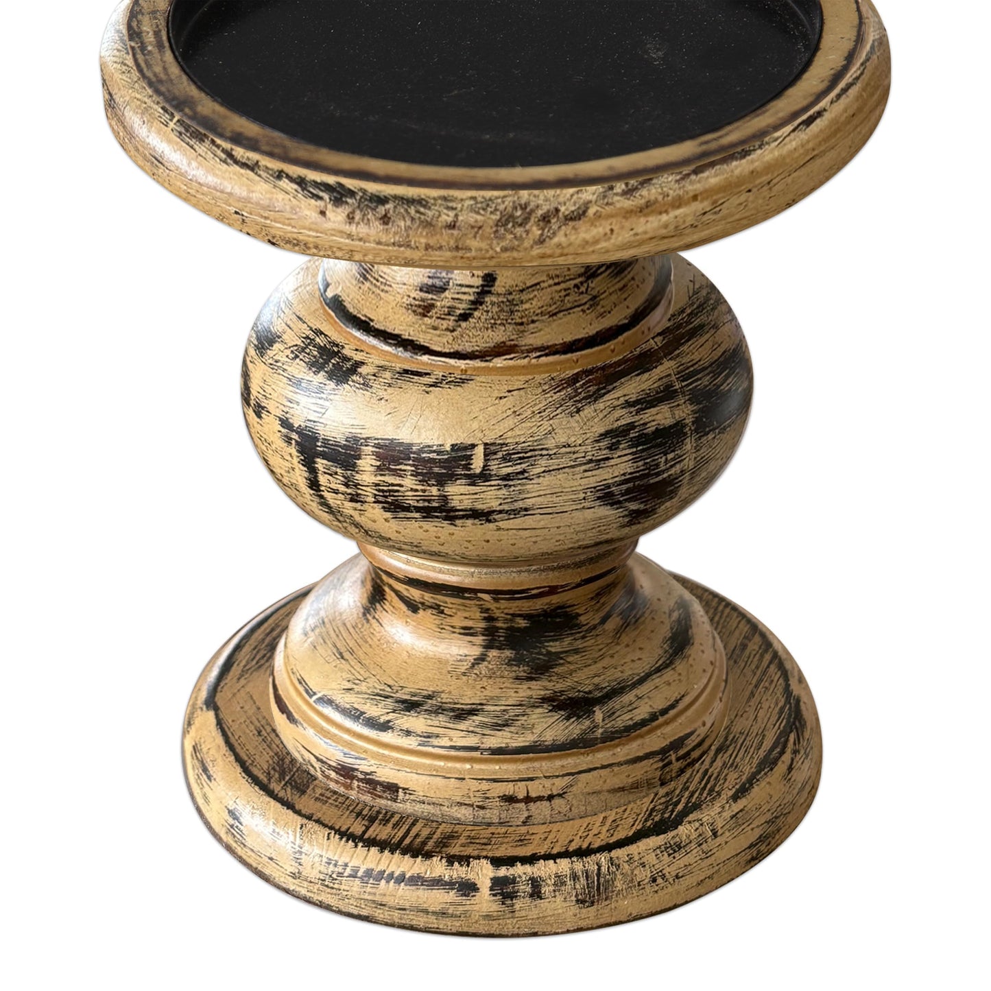 SOFE Antique Wood Pillar Candle Holders, Rustic Farmhouse Large Candle Holder, Wide Pedestal Candle Holders, Perfect for Dining Room, Living Room, Coffee Table Decorative
