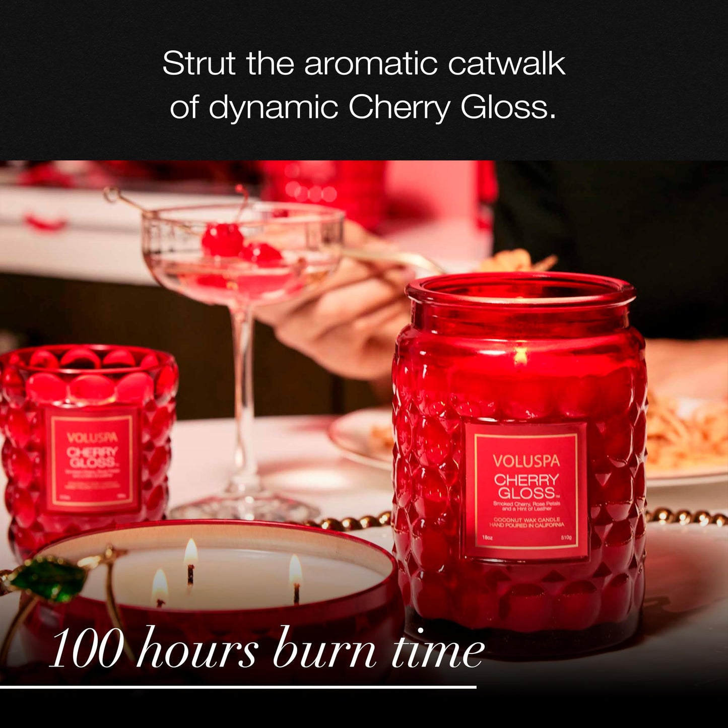 VOLUSPA Cherry Gloss 18 oz Scented Coconut Wax Candle for Home Fragrance