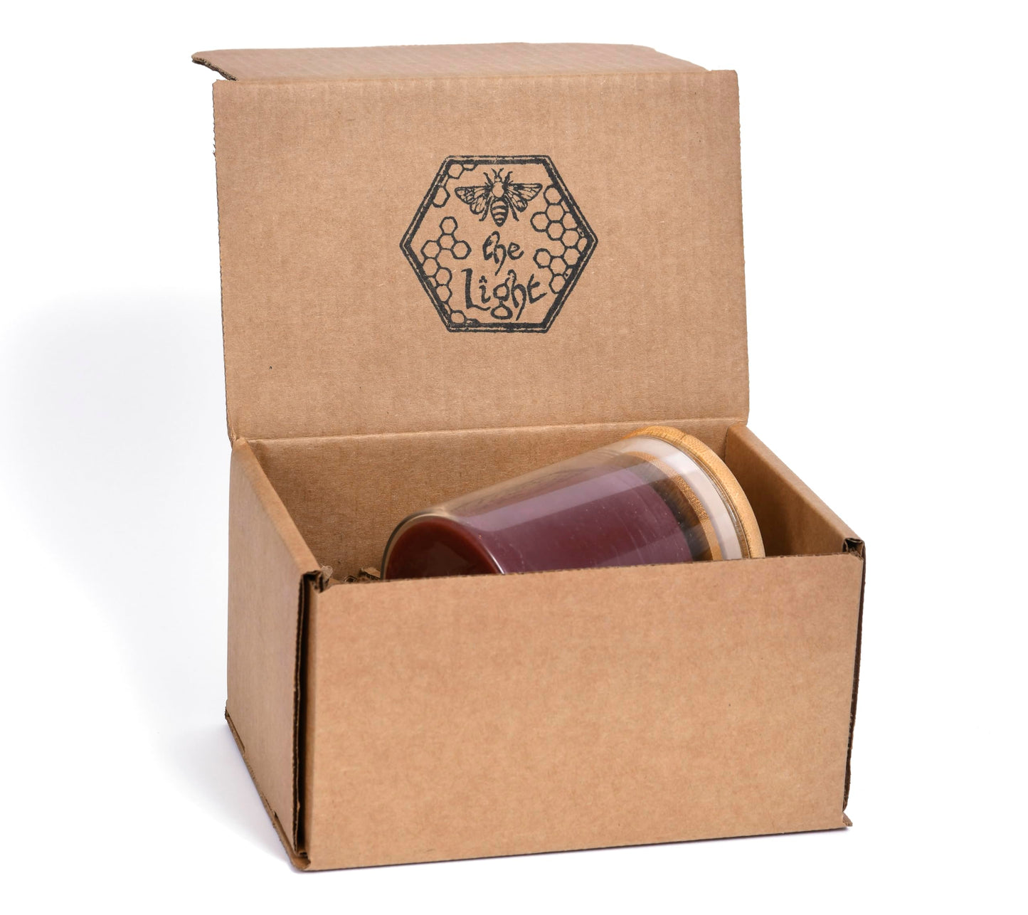 BeeTheLight Beeswax Jar Candle - 100% Pure USA Bees Wax in Glass Container - All Natural Light Honey Scent