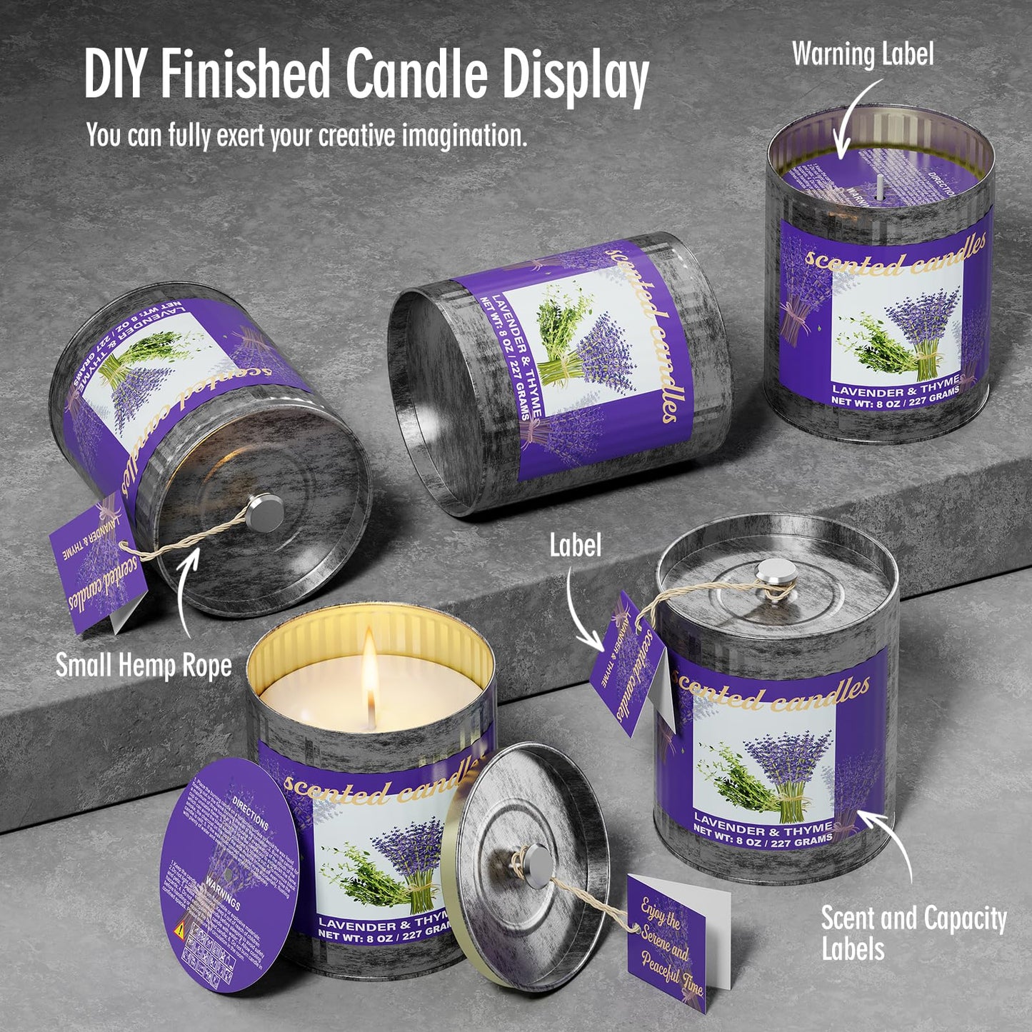 Domivirgo Empty Candle Tins for Making Candles, 10oz Vintage Style Candle Jars, Candle Containers with lid (Silver)