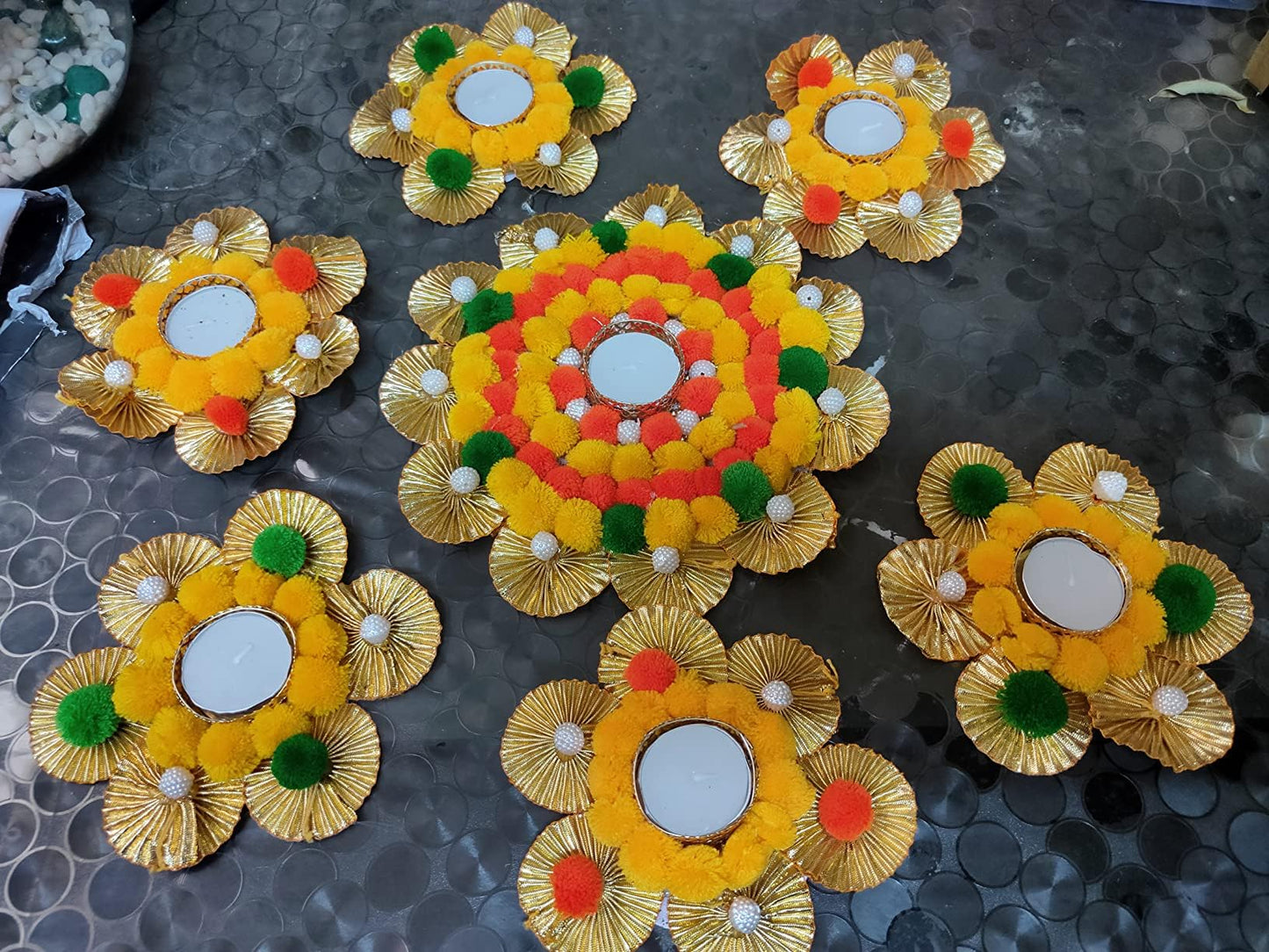 Home Decorative Diya Gift Set of 7, Diwali Gift, New Year Gift, Home Decoration Candles