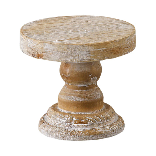 SOFE Farmhouse Wood Risers Display Stands, 5 Inches Tall Display Pedestal, Mini Flower Pot Stand/Round Centerpiece Tray, Vintage Wooden Base for Candle, Book, Wedding Decor