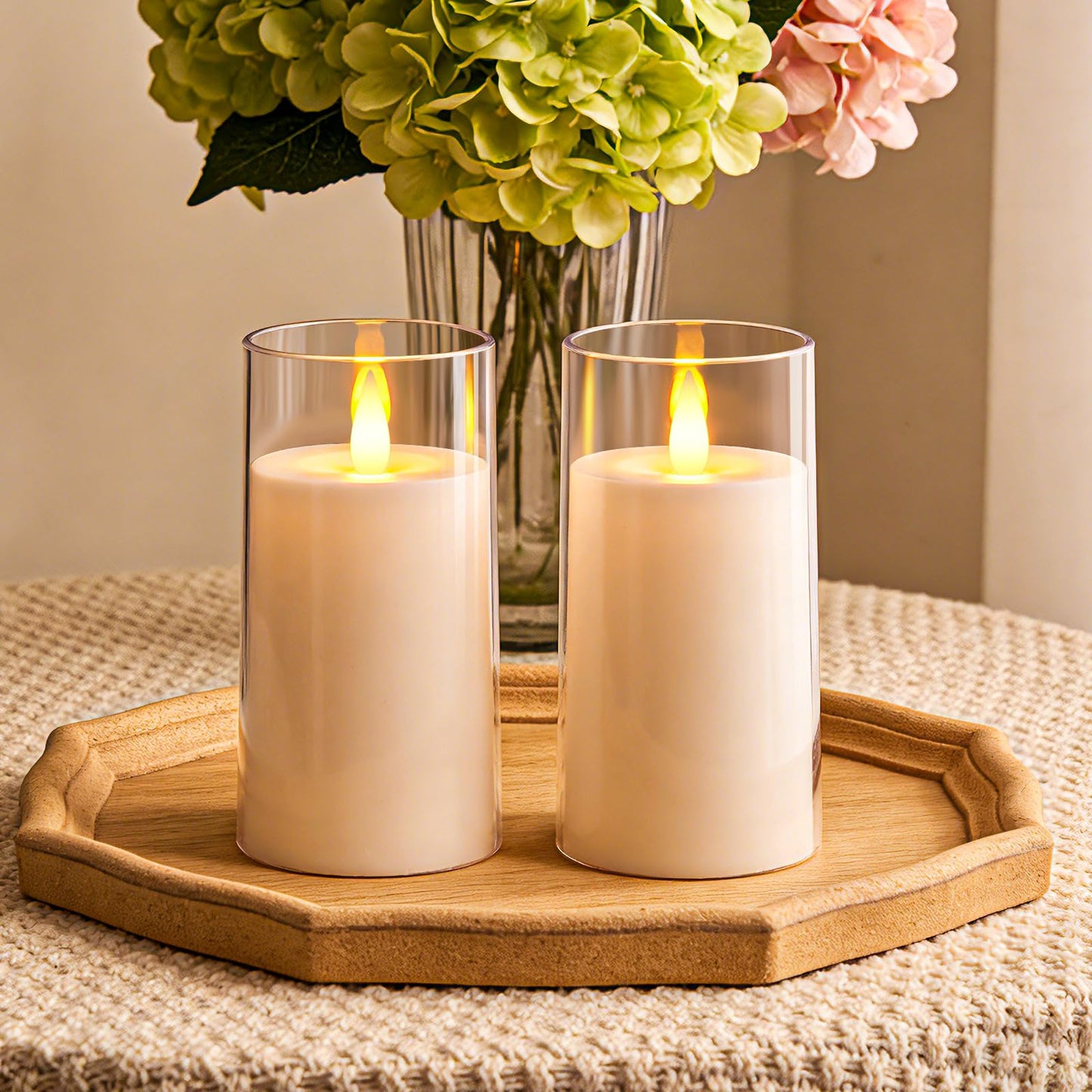 Homemory Realistic Flickering Flameless Candles, Battery Operated Candles, LED Fake Electric Candle with Remote Control and Timer for Home, Christmas Decoration, White, Set of 2 (H 6" 6")