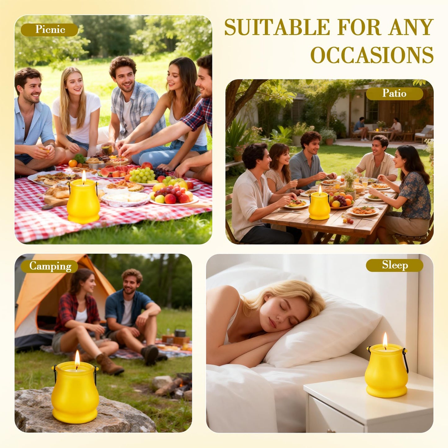 Citronella Candles Outdoor, 2 Pack 20oz Soy Wax Large Citronella Candles, 120 Hours Long Lasting Lemongrass Jar Candles Lantern for Patio Garden Camping Balcony Backyard Home, Summer Gift