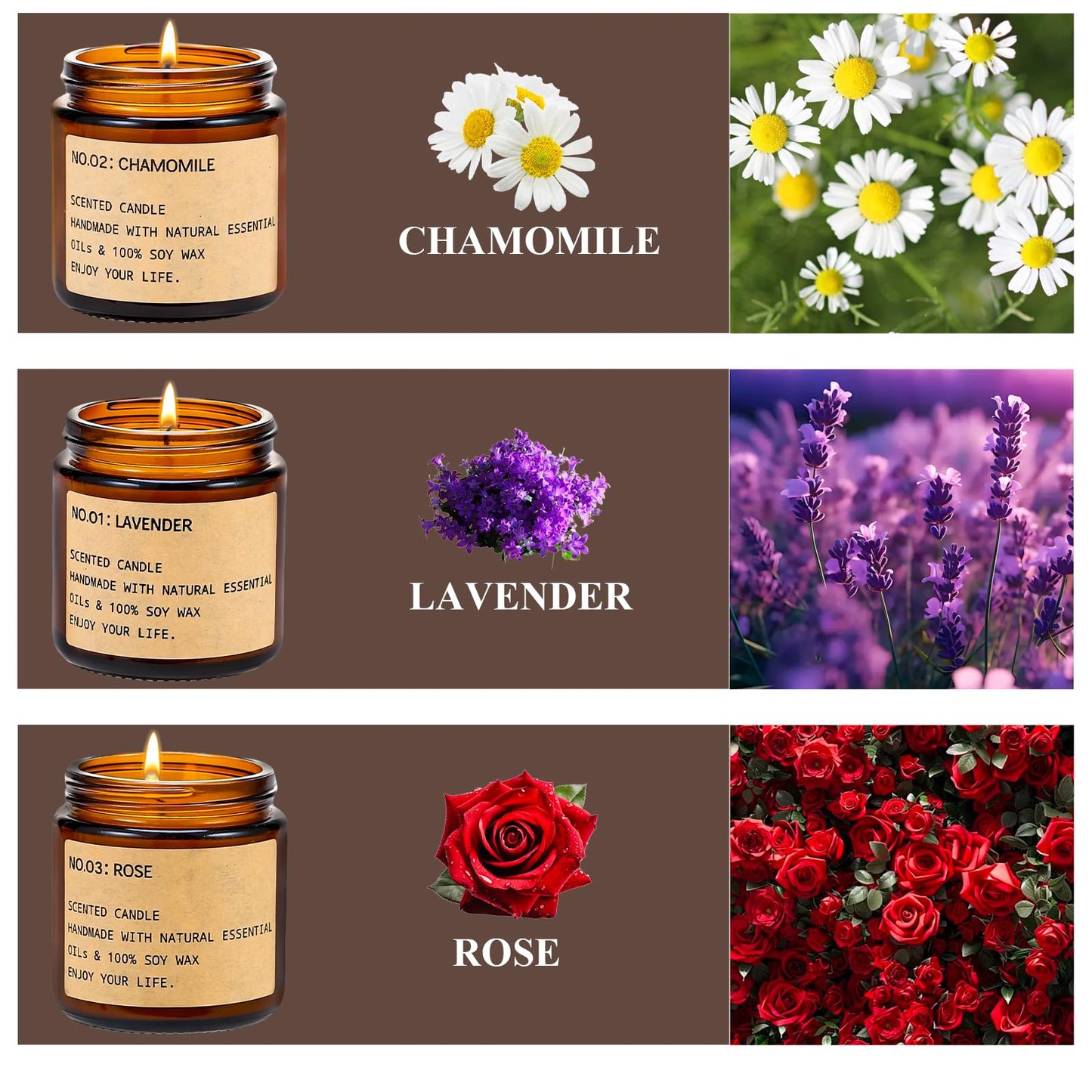 Candles for Home Scented, 150 Hours of Burning Time Aromatherapy Candle, 6 Pack Natural Soy Candle Set, Scented Candles Suitable for Giving Gift, Gifts for Women, Teacher Gifts﻿, Mothers Day Gifts