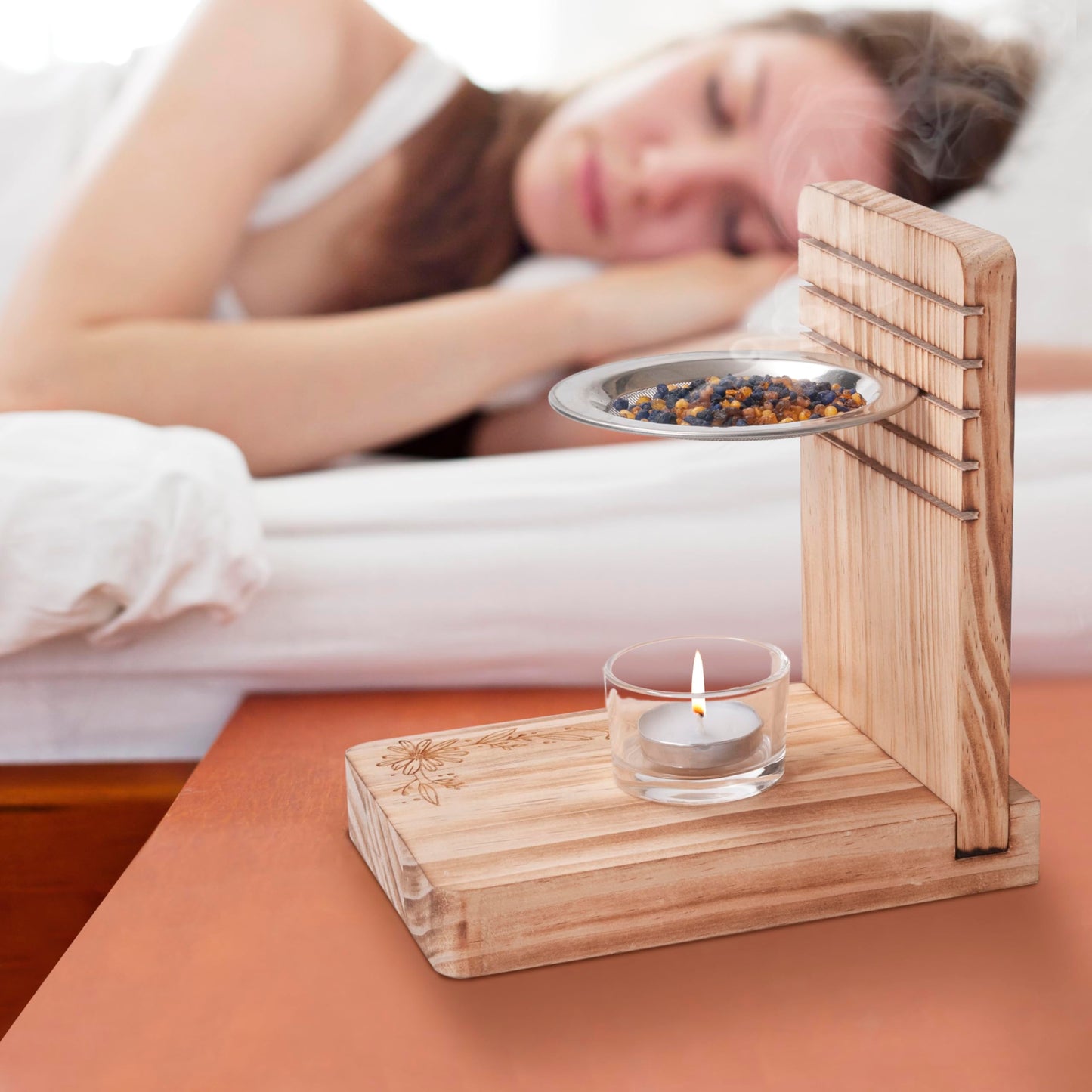 2PCS Incense Burner, Incense Holder – Tea Light Candle or Charcoal Resin Heated for Yoga Spa Aromatherapy Meditation, Bakhoor Burner Used for Burning Charcoal, Sambrani, Dhoop & Myrrh Resin (Brown)