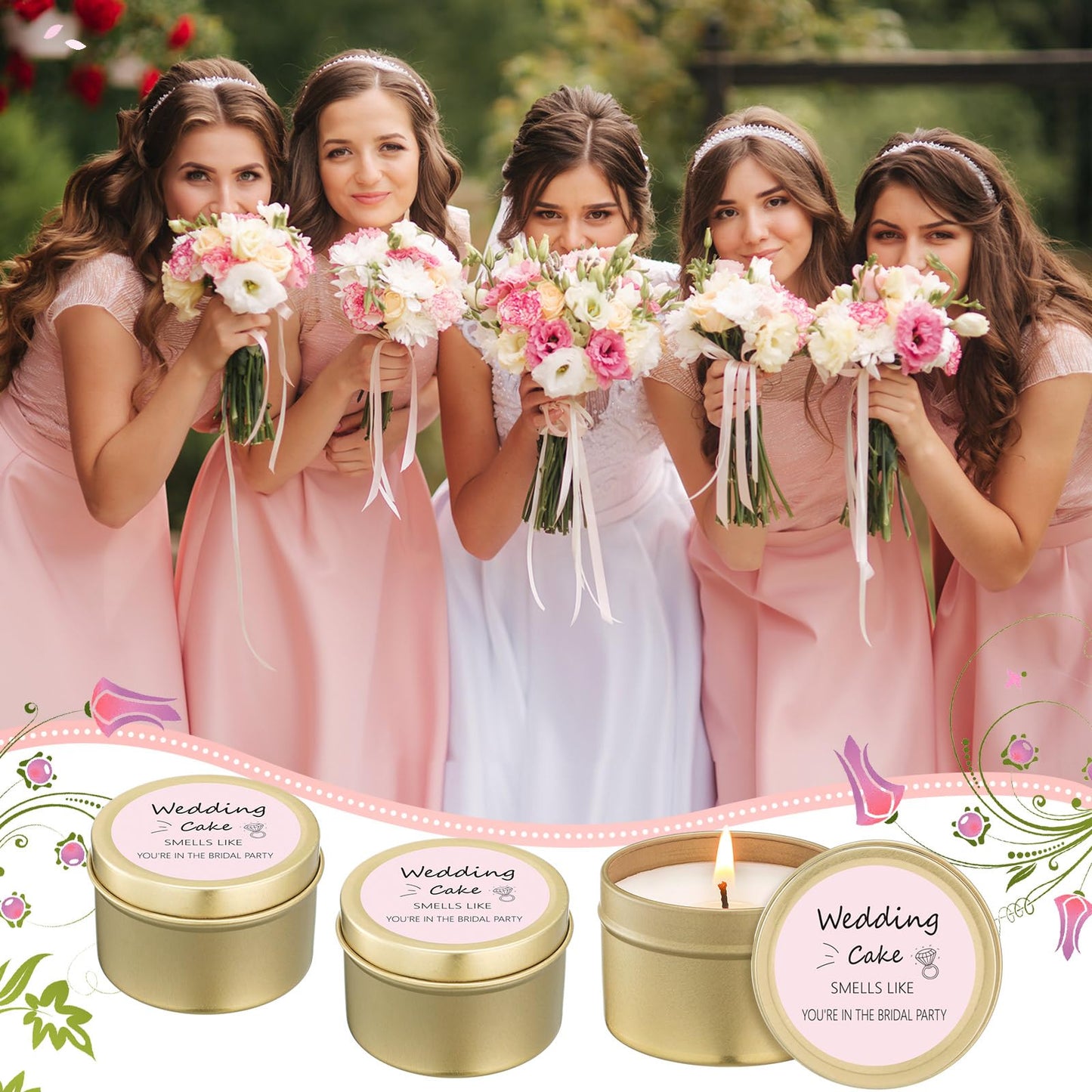 Conelist 8 Pcs Bridesmaid Proposal Gifts Smells Like You're in the Bridal Party Candles Bridesmaid Gifts Natural Soy Wax Candles for Best Friends(Pink,Classic)