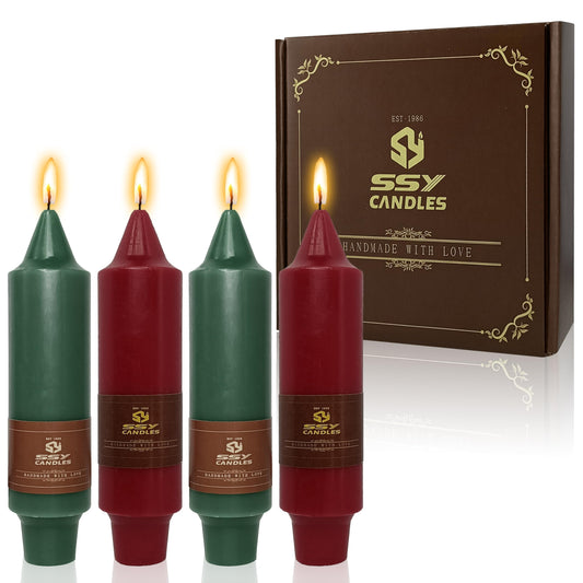 4 PCS Red Green Candle Christmas Taper Candles Sticks Unscented Candlesticks 5 inch Cute Taper Candles Stick Candles for Christmas Party Home Décor