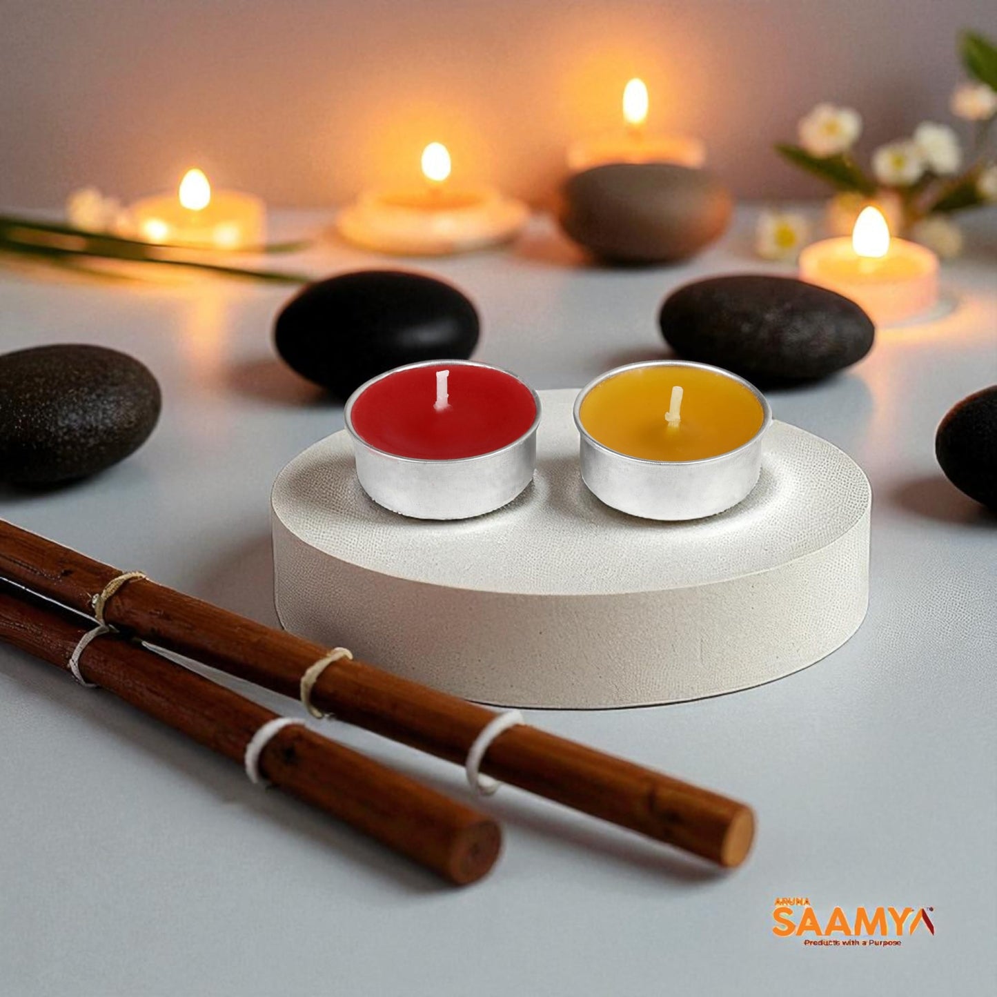 ArunaSAAMYA Handcrafted Scented Tealight Candle I Combo Pack I Rosy Radiance + Vanilla Serenade I Set of 40 (37 cm X 15 cm Each) I 12 GMS Each I Upto 3.5 Hours Burn Time Each