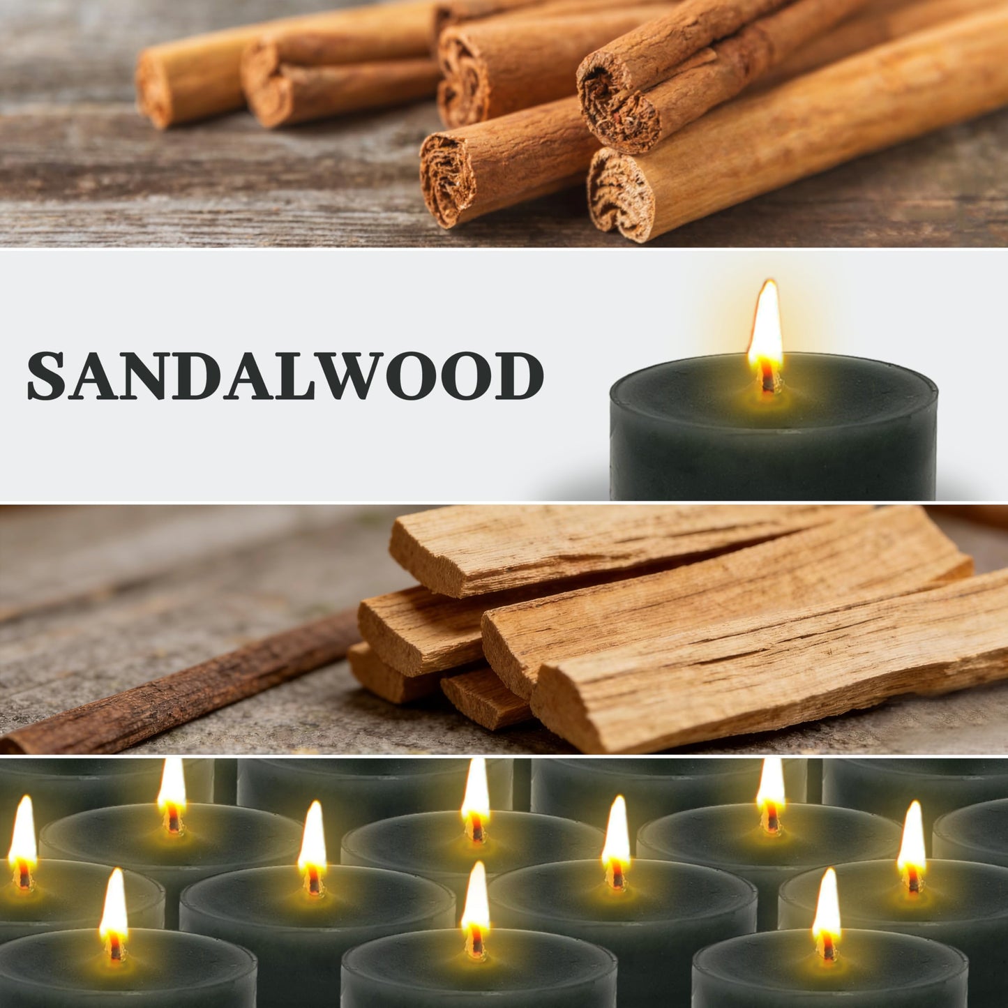 Sandalwood Scented Tea Light Candles 24 Pack Black Hand Poured Smokeless 4 Hours Clean Burning Small Round Clear Cups Tealight Candles for Romantic Dinners Wedding Centerpieces Cozy Evenings