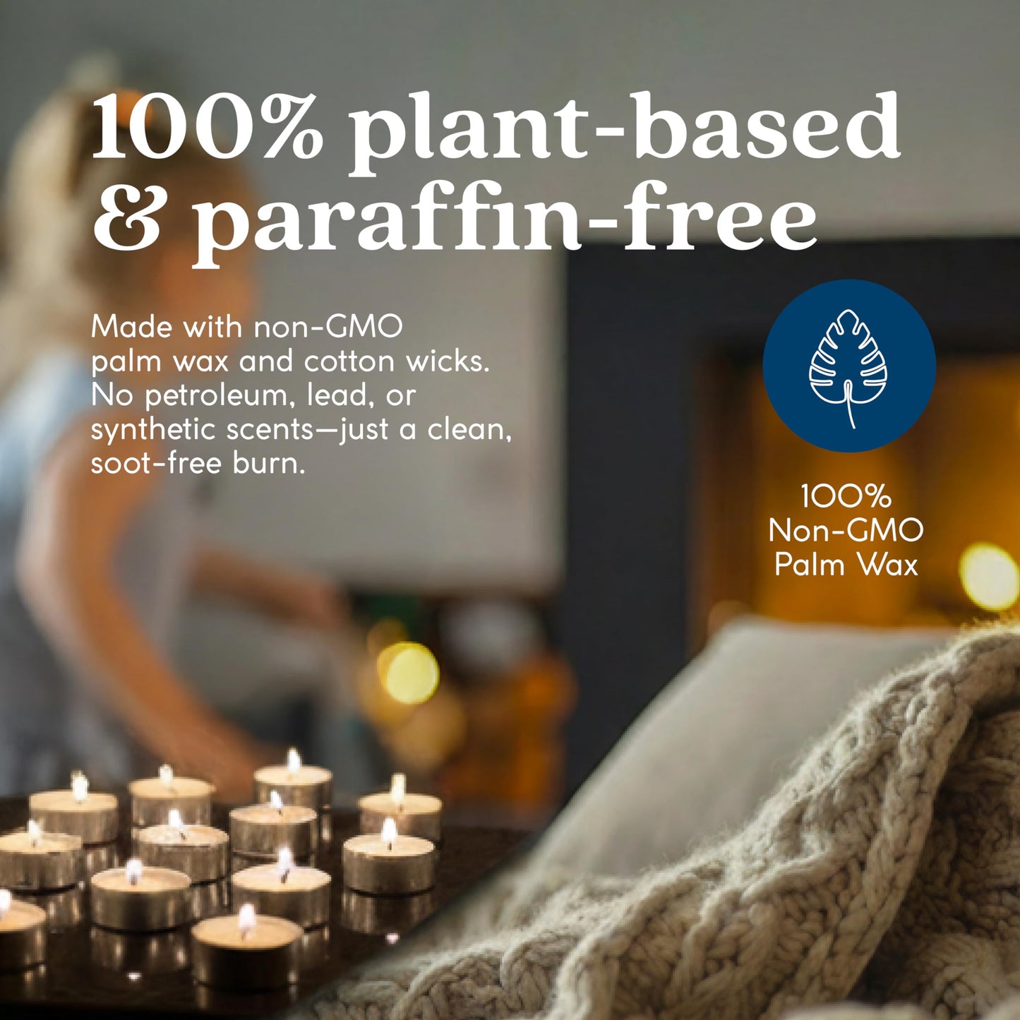 GoodLight Scented Vegan and Paraffin-Free Tea Light Candles (16 Count, Rose Patchouli)
