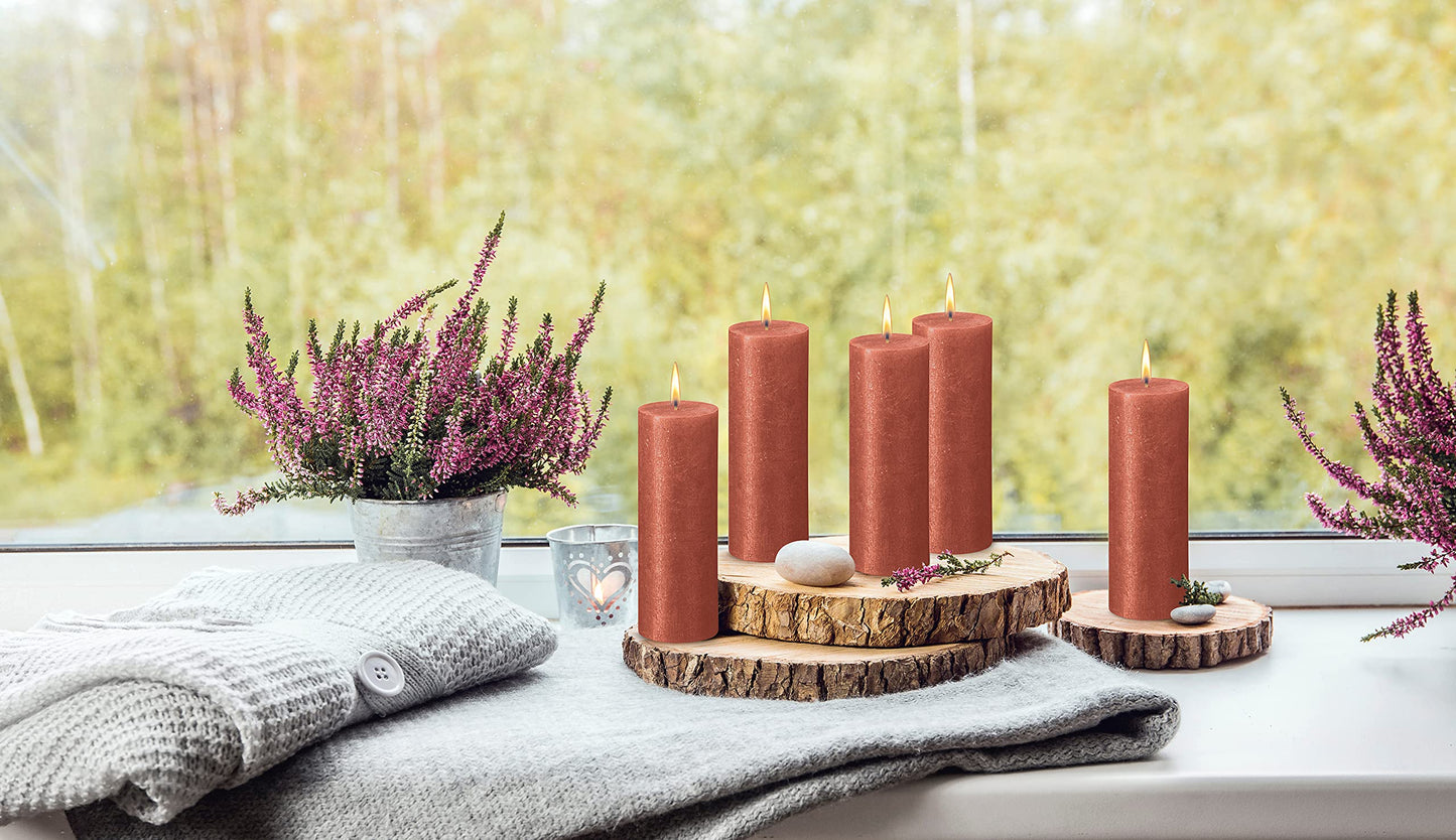 BOLSIUS Amber Shimmer Metallic Pillar Candles 4 Pack - 2.75 X 7.5 Inches - Premium European Quality - Includes Natural Plant-Based Wax - Unscented Dripless Smokeless 85 Hour Party Décor Candles