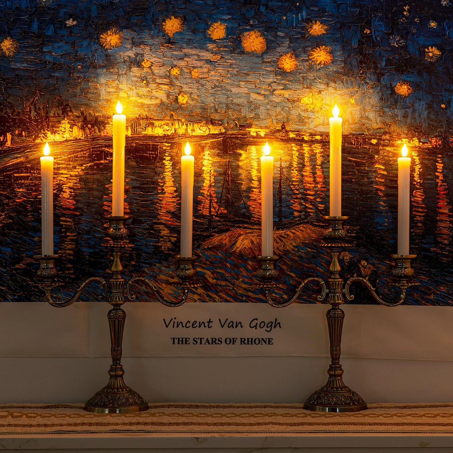 Homemory 3 Pcs Real Wax Flameless Taper Candles with Remote Timer and Dimmer, Battery Operated Candlesticks with Flickering Light, White Window Candles, 9.6 Inches for for Wedding Home Decor
