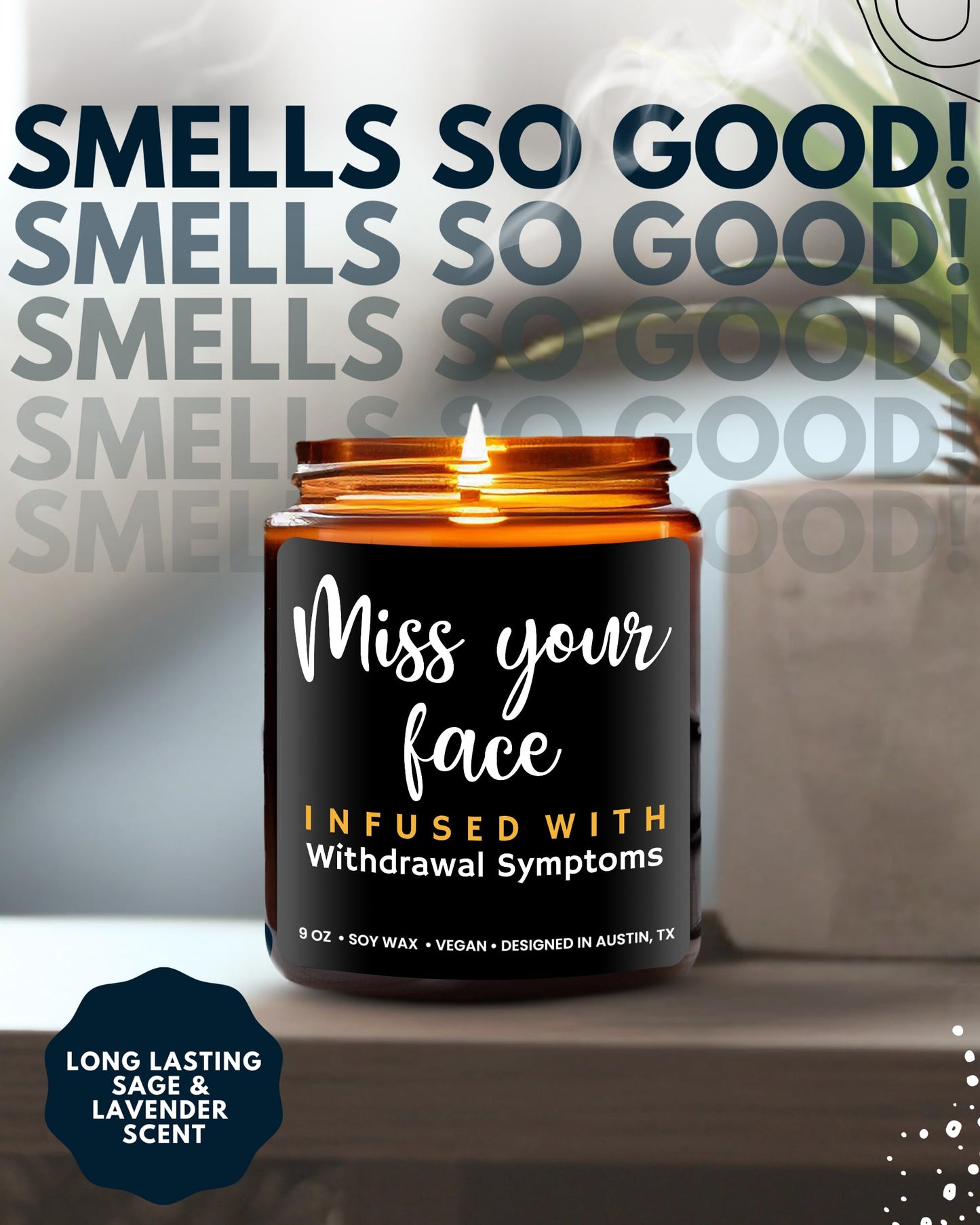 Funny Friendship Candle, Fun Presents for Women Friends, Funny Gifts for Friendship, Unique and Fun Friend Gifts for Women and Men, I Miss Your Face Candle, Birthday Presents, Christmas, Gift-Ready