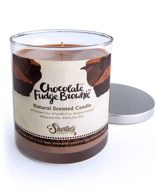 Chocolate Fudge Brownie Scented Natural Soy Candle, Essential Fragrance Oils, 100% Soy, Phthalate & Paraben Free, Clean Burning, 9 Oz.