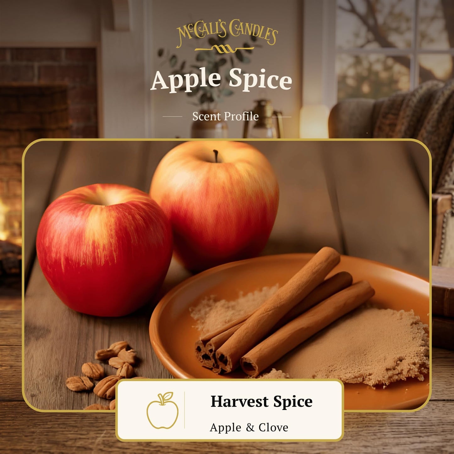 McCall’s Candles | Apple Spice | 26 oz Scented Candle | USA-Poured | Vintage Rustic Jar with Carrying Handle | Red Apple, Cinnamon & Warm Spice Fragrance