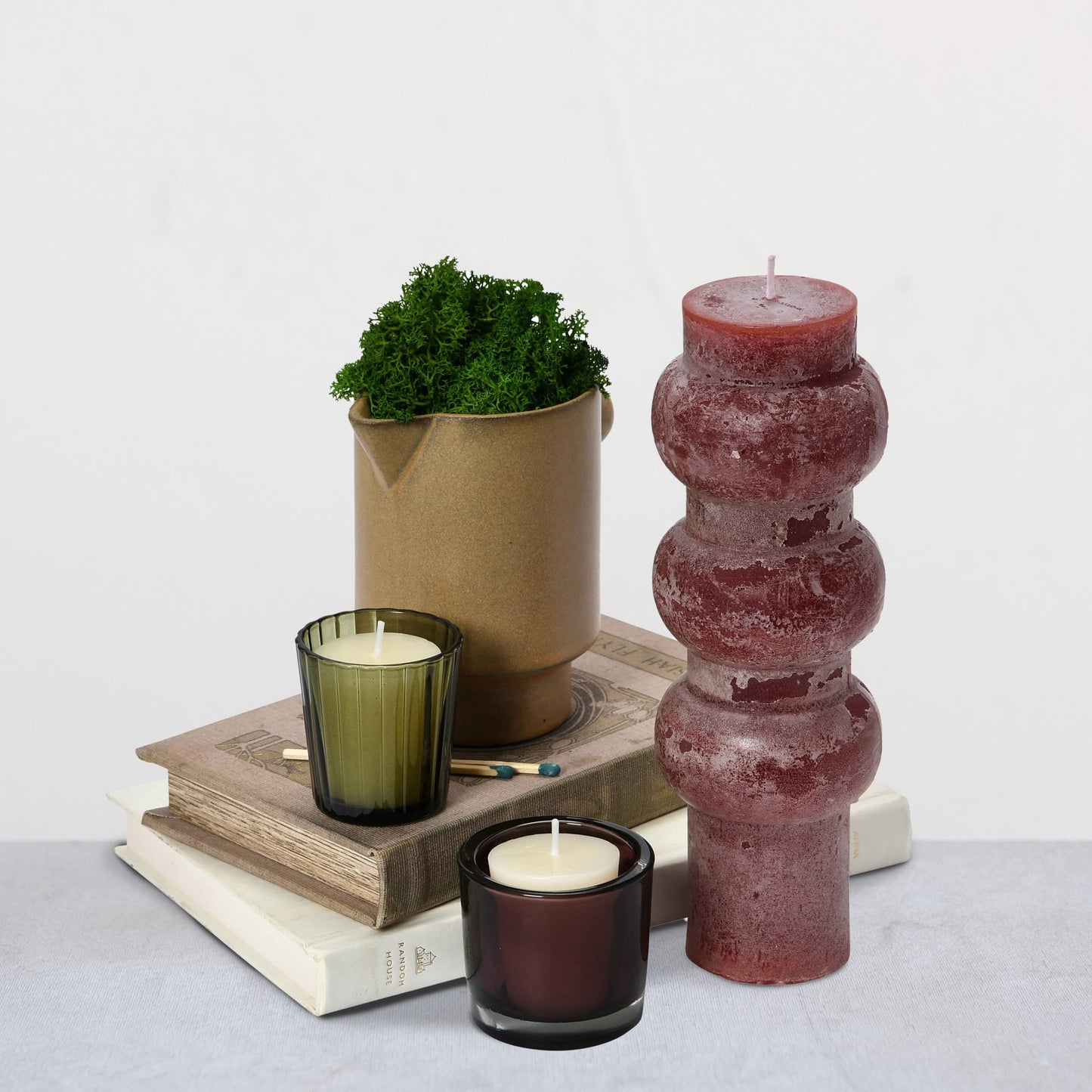 Creative Co-Op Unscented Totem Pillar, Cabernet Candles, 3" L x 3" W x 9" H, Purple