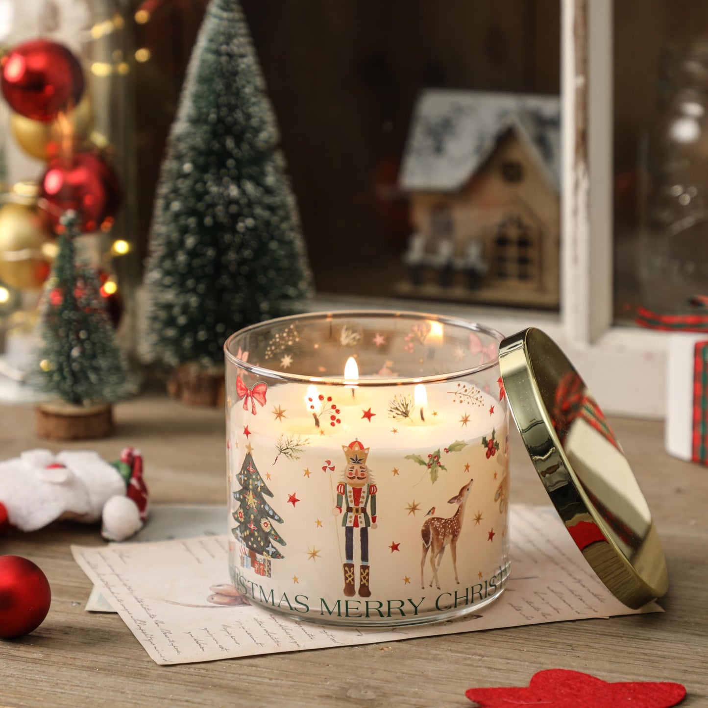 Christmas Candle, Pine Scented Candle, Xmas Candle Gift, Christmas Tree Nutcracker Ballet Girl Design, Winter Candles Gift, 14oz