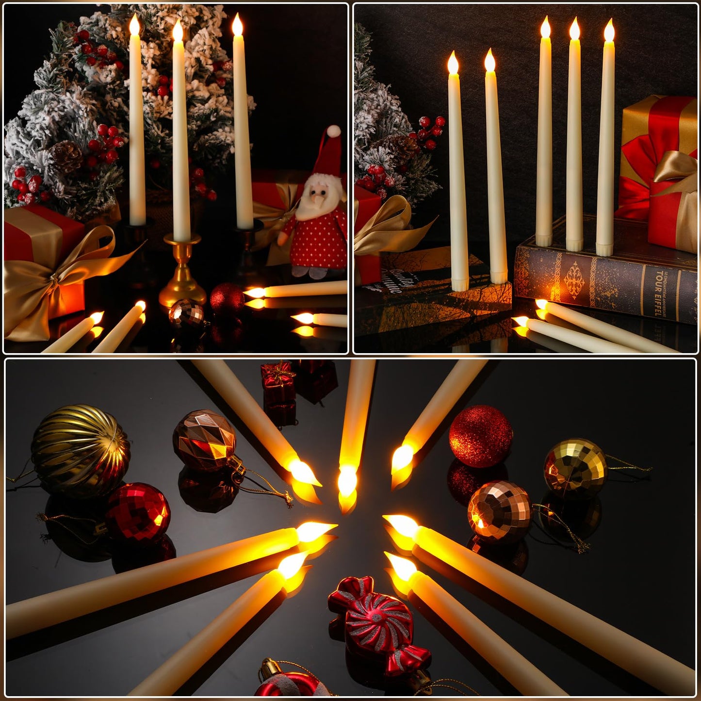 MTLEE 150 Pcs Flameless LED Taper Candles Bulk 11" Battery Operated Taper Candles Flickering for Candlesticks Faux Wax Light for Easter Church Birthday Wedding Party, Ivory White