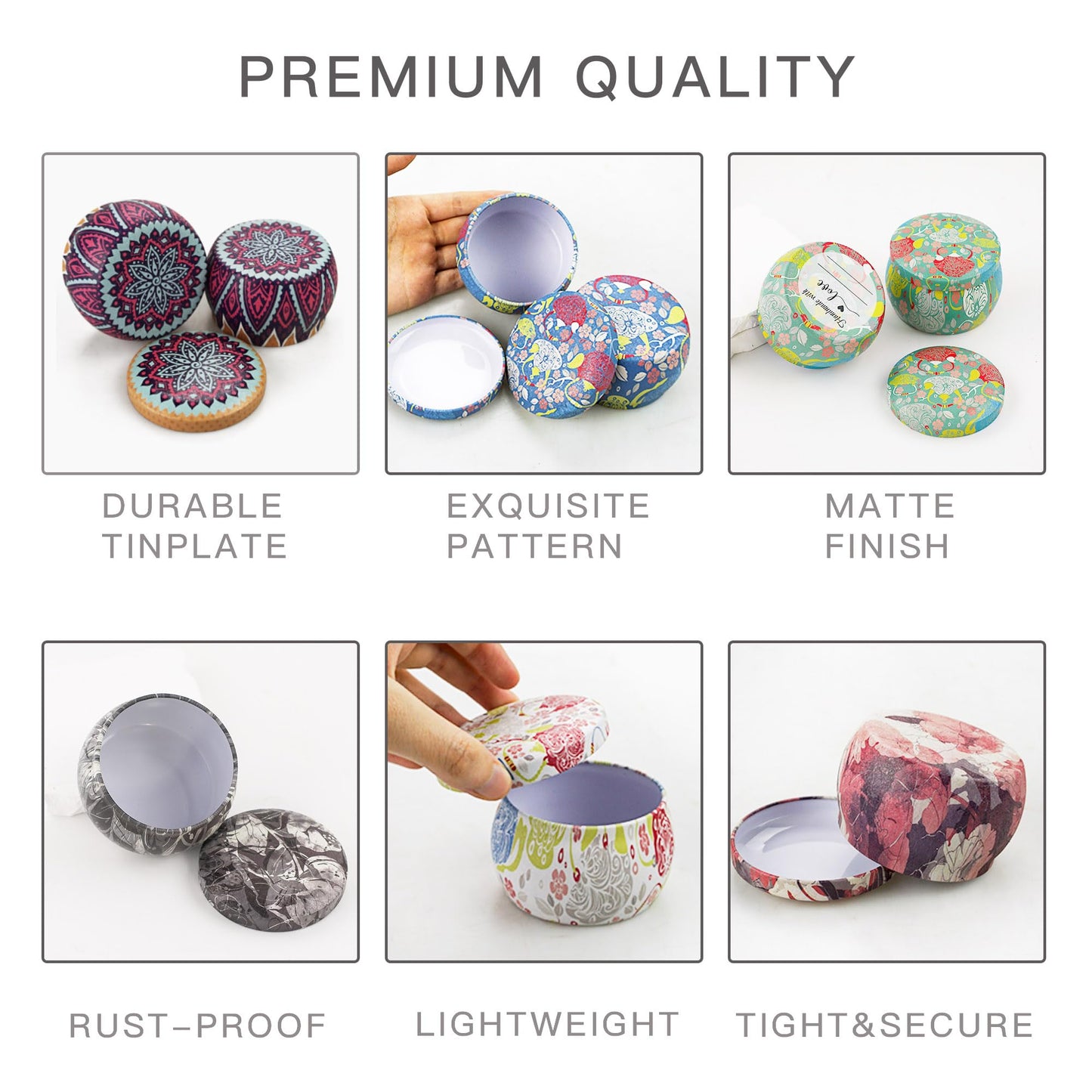 24 Pack Candle Tins 4 oz, Empty Candle Jars with Flower Patterns Round Metal Candle Containers with Lids for Making Candles, Mother's Day Handmade Gifts, Arts & Crafts, Storage, Candle Supplies