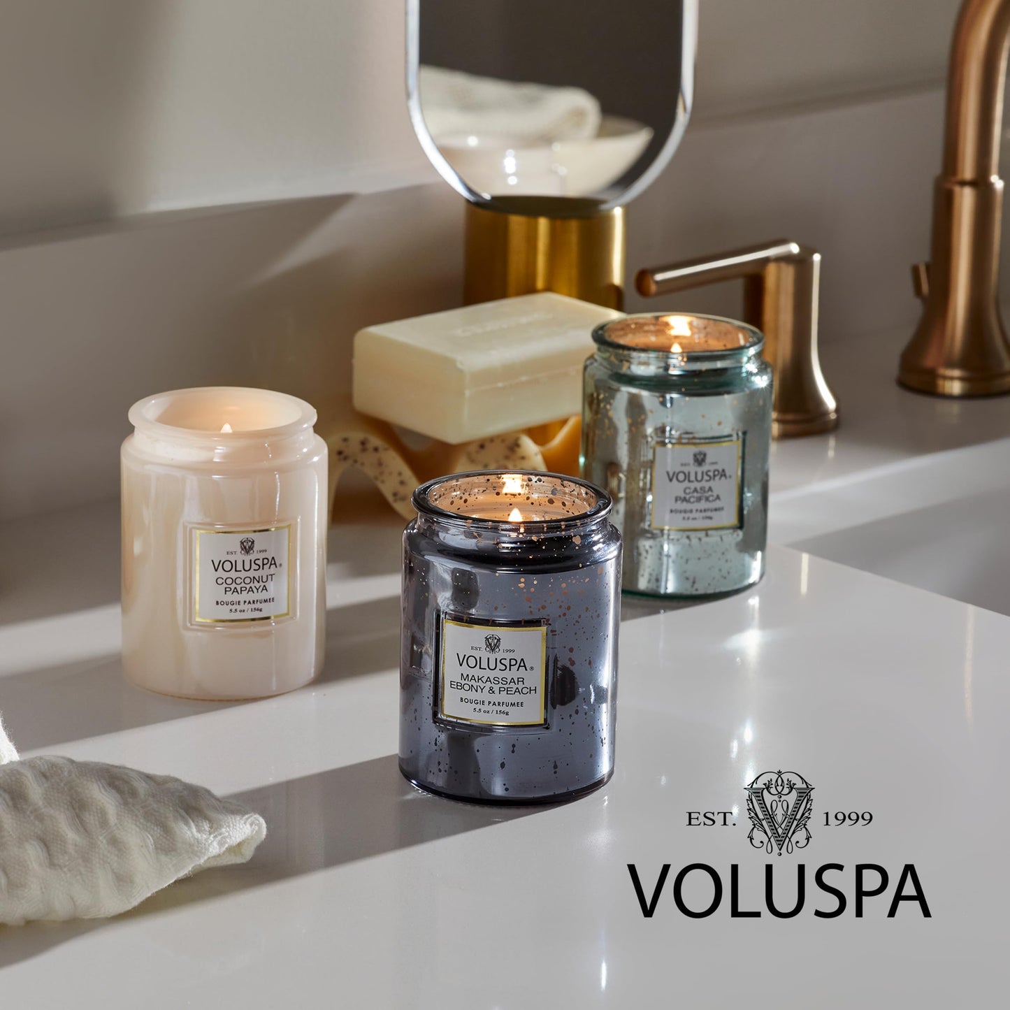 Voluspa Bergamot Rose, Large Candle Jar, 18 oz, 100 Hour Burn Time, Coconut Wax for Clean Burning, Handcrafted in the USA