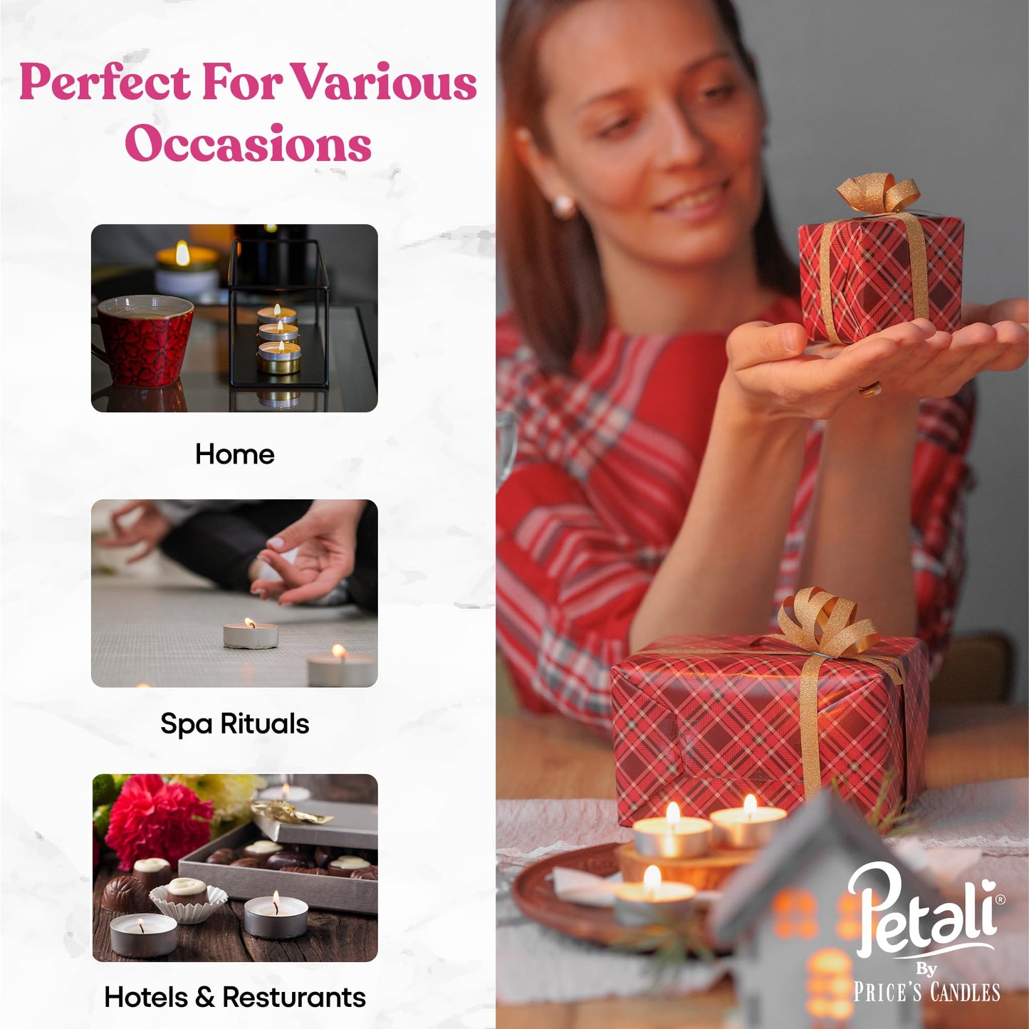 Price's Petali Range 90 Mix Bundle Scented Tea Lights Candle for Home & Events | 4 Hour Burn Time Scented Candles for All Occasions | Long Burning Tealights Gifts for Women & Men