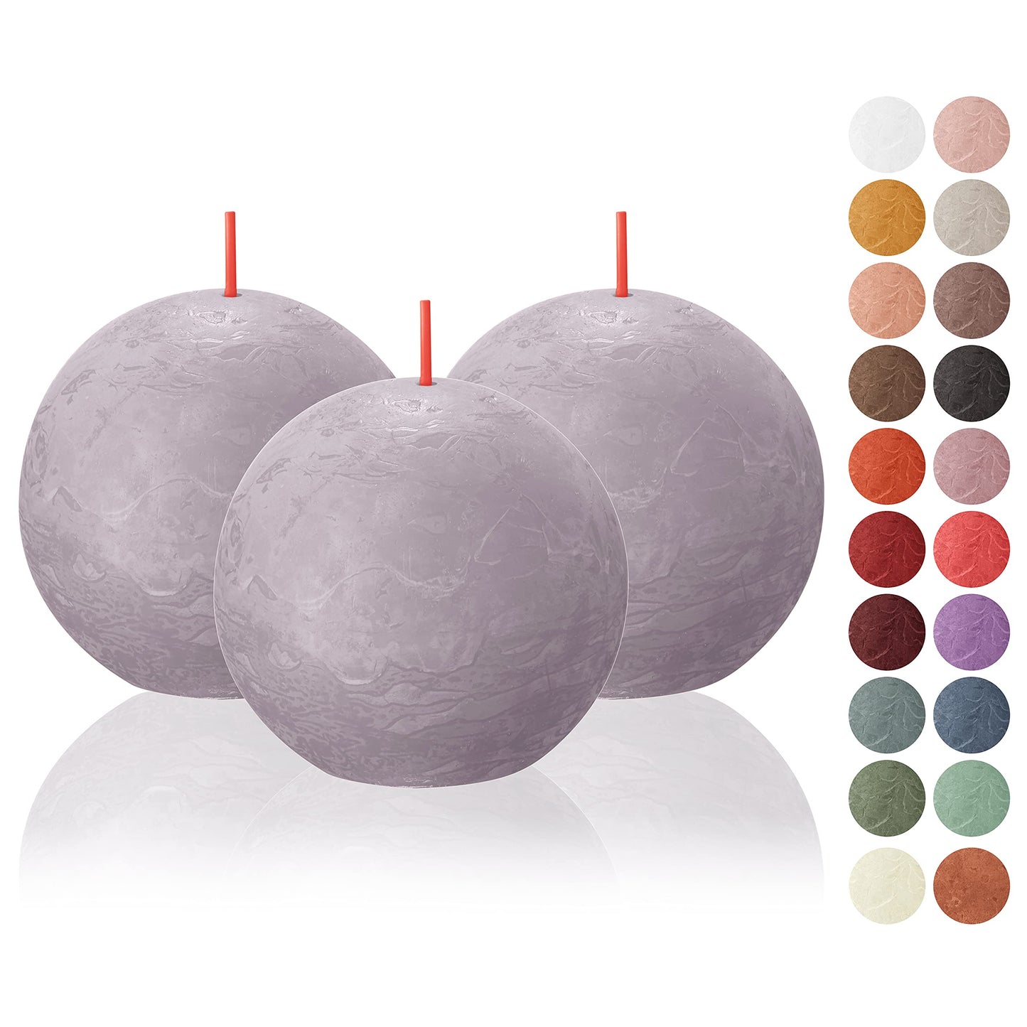 BOLSIUS 3 Pack Frosted Lavender Rustic Ball Pillar Candles - 3 Inch - Premium European Quality - Includes Natural Plant-Based Wax - Unscented Dripless Smokeless 25 Hour Party Décor Candles