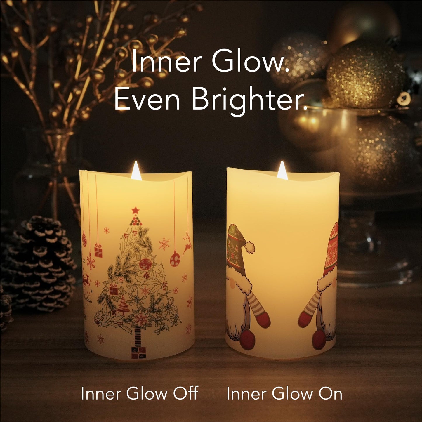 Softflame Christmas Flameless Candles with Remote Control, 3"x 5"Battery Operated Flickering 3D Wick Real Wax Pillar Reindeer Candle