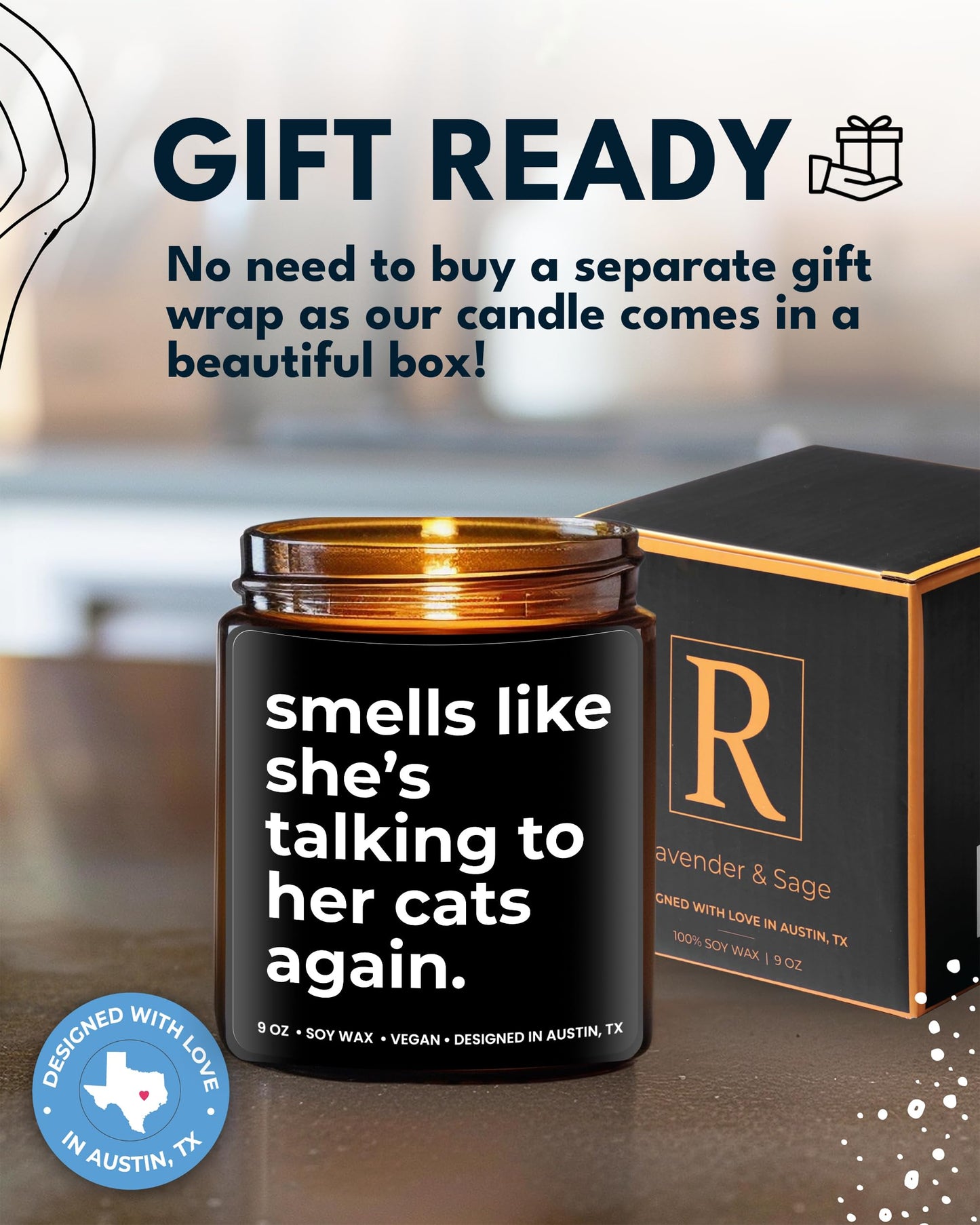 Funny Cat Mom Candle, Smells Like She's Talking to Her Cats Again, Cat Lover Gifts, Pet Themed Gifts for Women, Cat Present, Purrfect Cat Presents for Her, Birthday, Gift-Ready