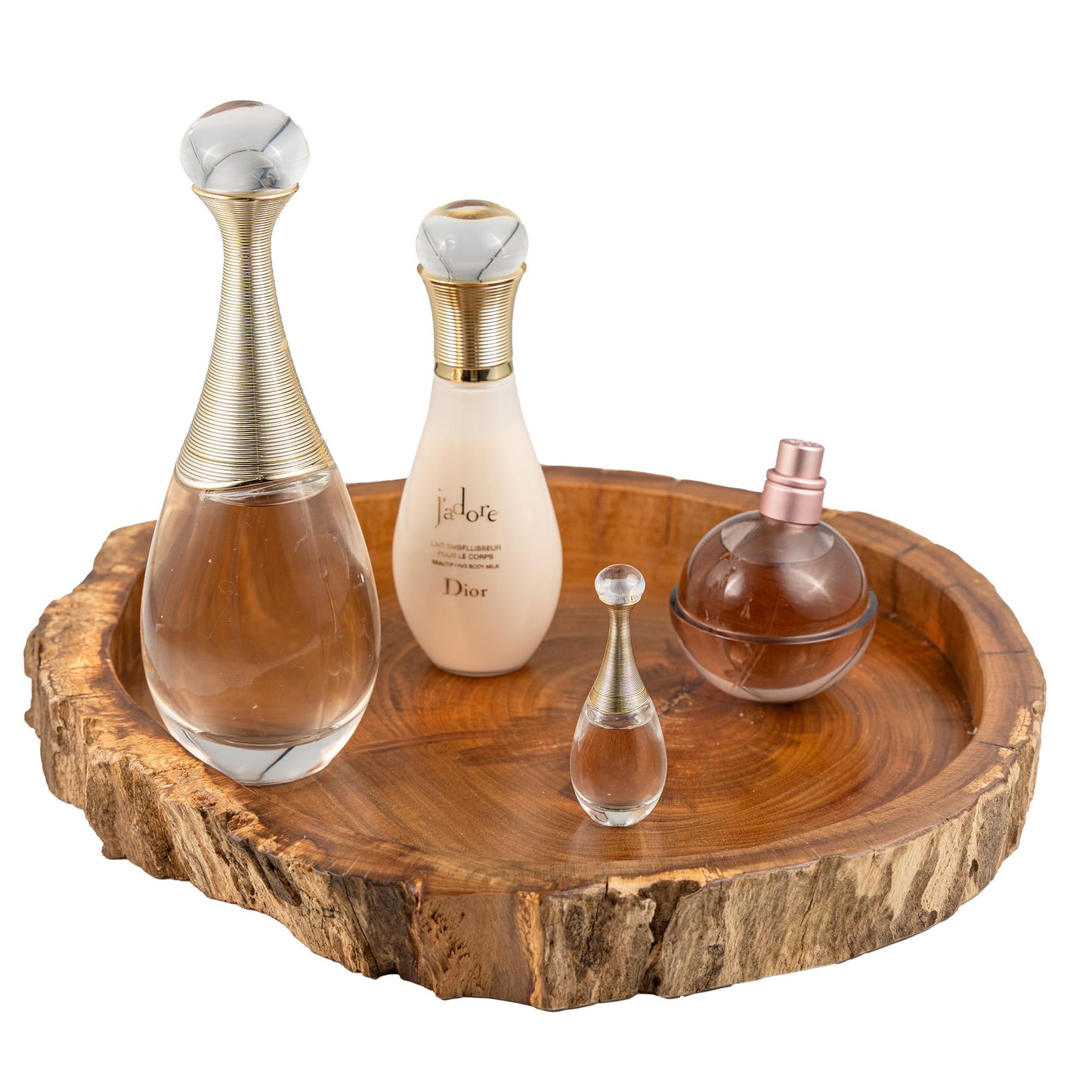 MINDUSO Irregular Shape Wood Trays, Natural Wooden Tray for Décor, Rustic Wooden Tray, Candle Holder Trays, Wood Tray for Home Décor, Size D(10.5") xH(1.2")