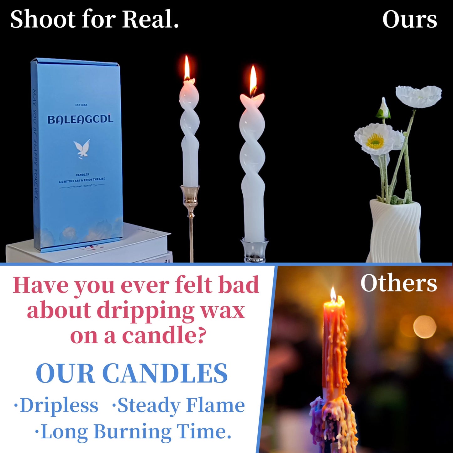 Dripless Unscented Spiral Candles 10 Inch Crystal White Twist Design Smokeless Long Burning Candles Elegant Decorative Lighting for Home Décor Dinner Party Romantic Evenings